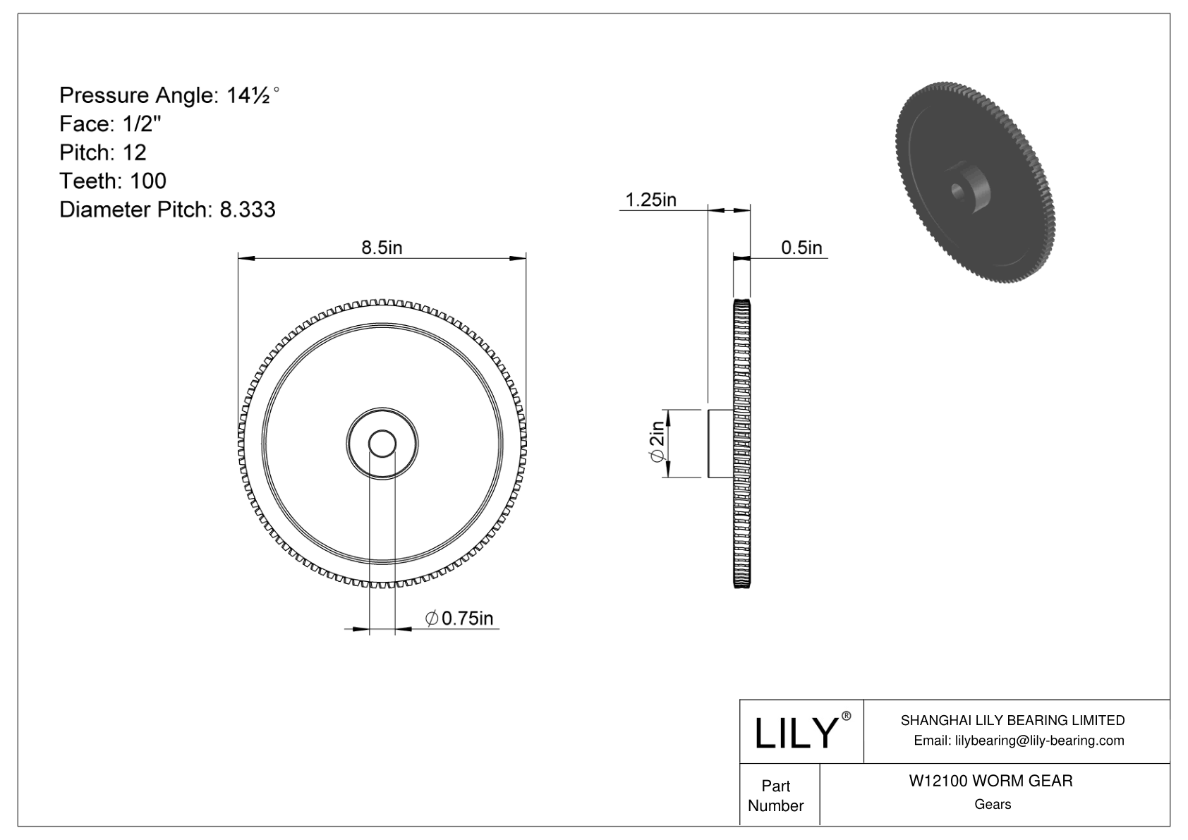 W12100 WORM GEAR Worms And Worm Gears Martin LILY Bearing