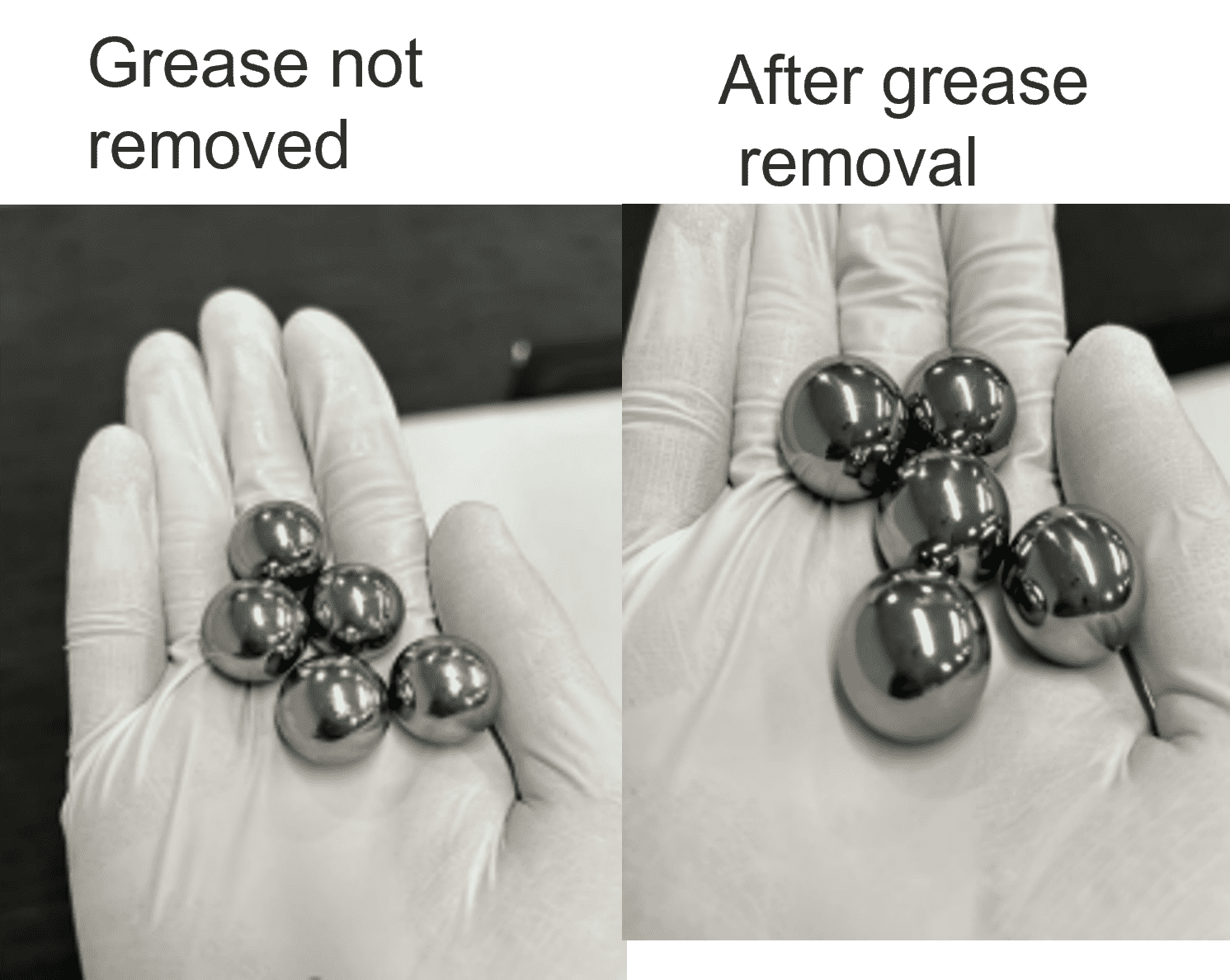 Balls Before and After Grease Removal