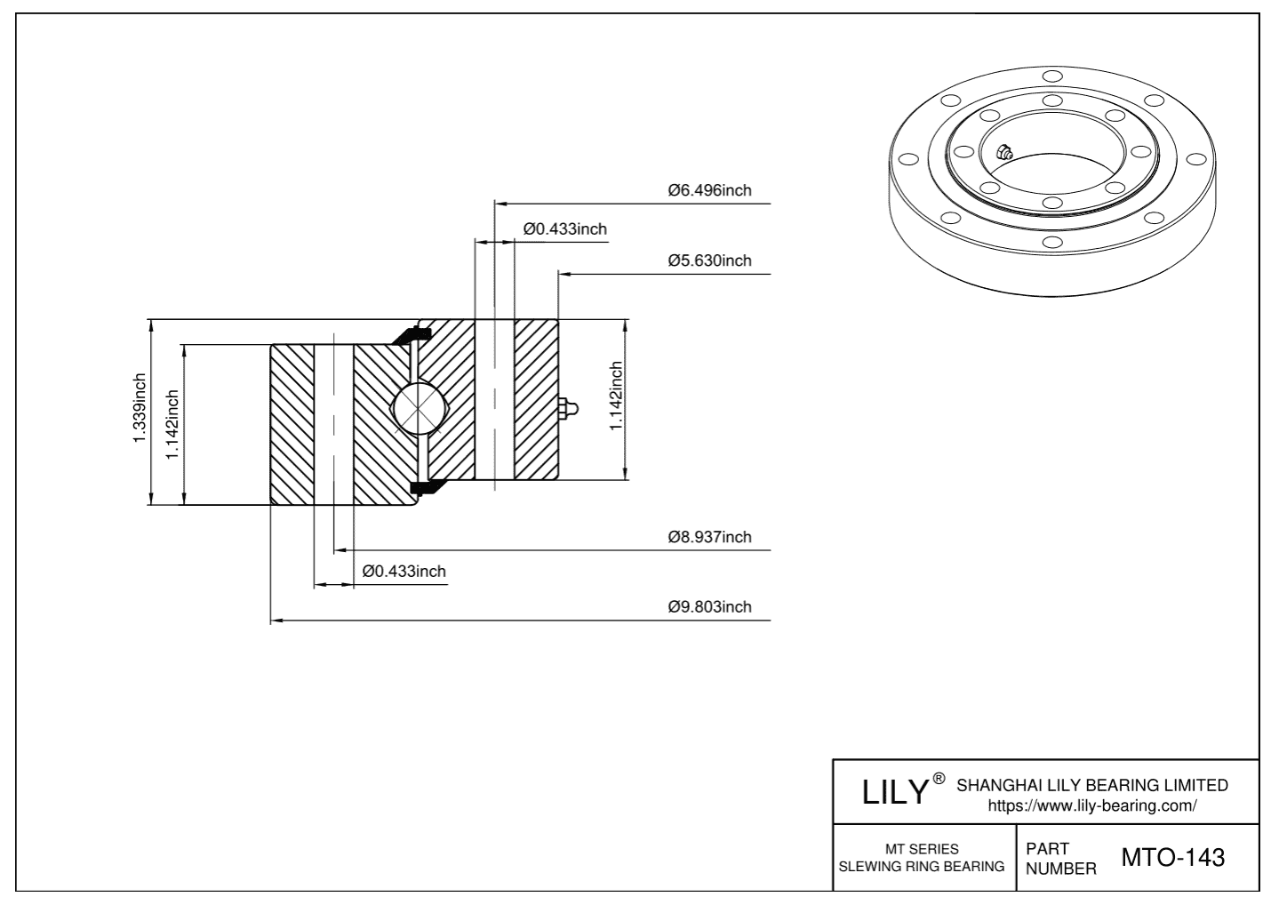 Four Point Contact Ball Slewing Ring Bearing