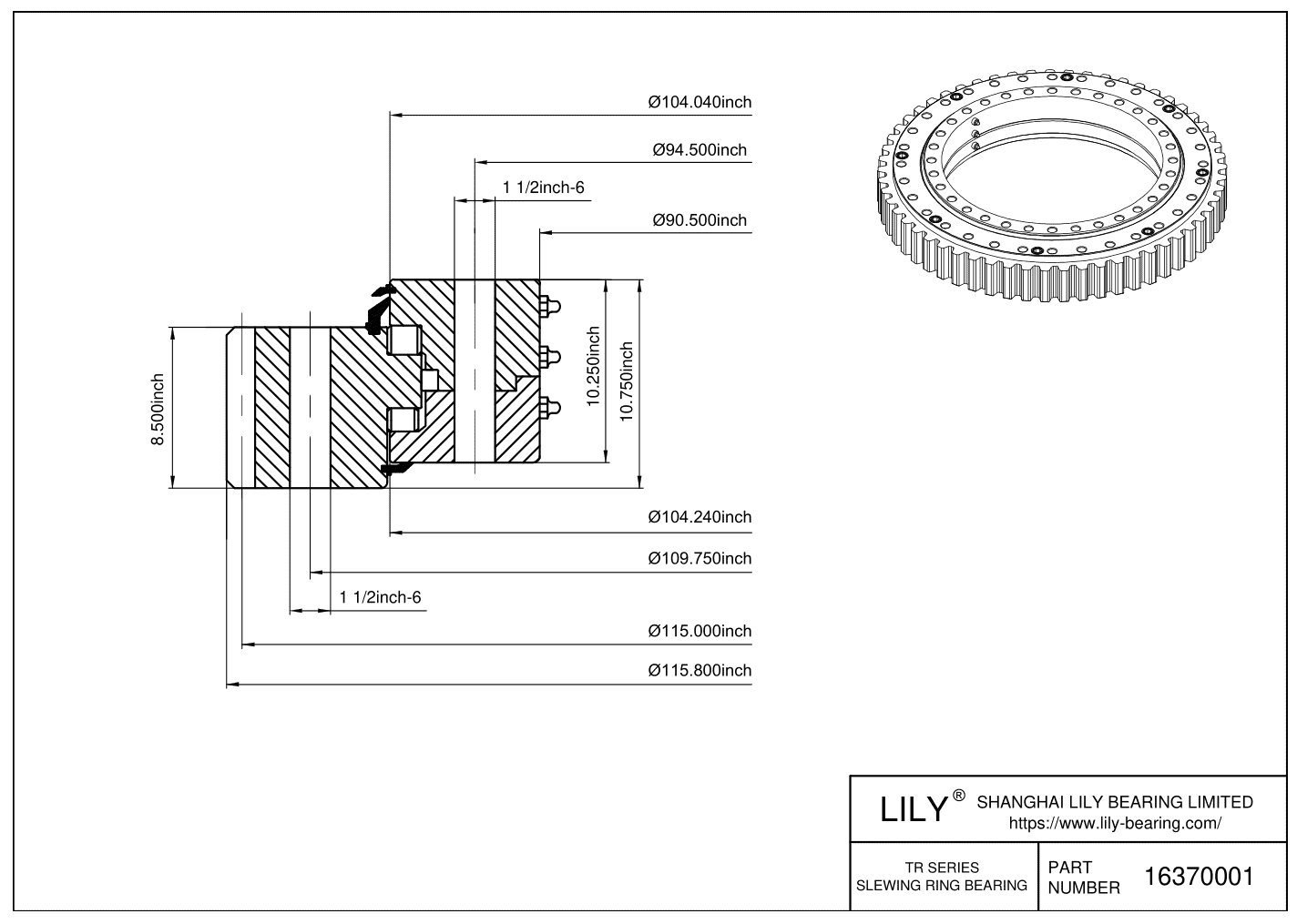 Three-Row Cross Roller Slewing Ring Bearing