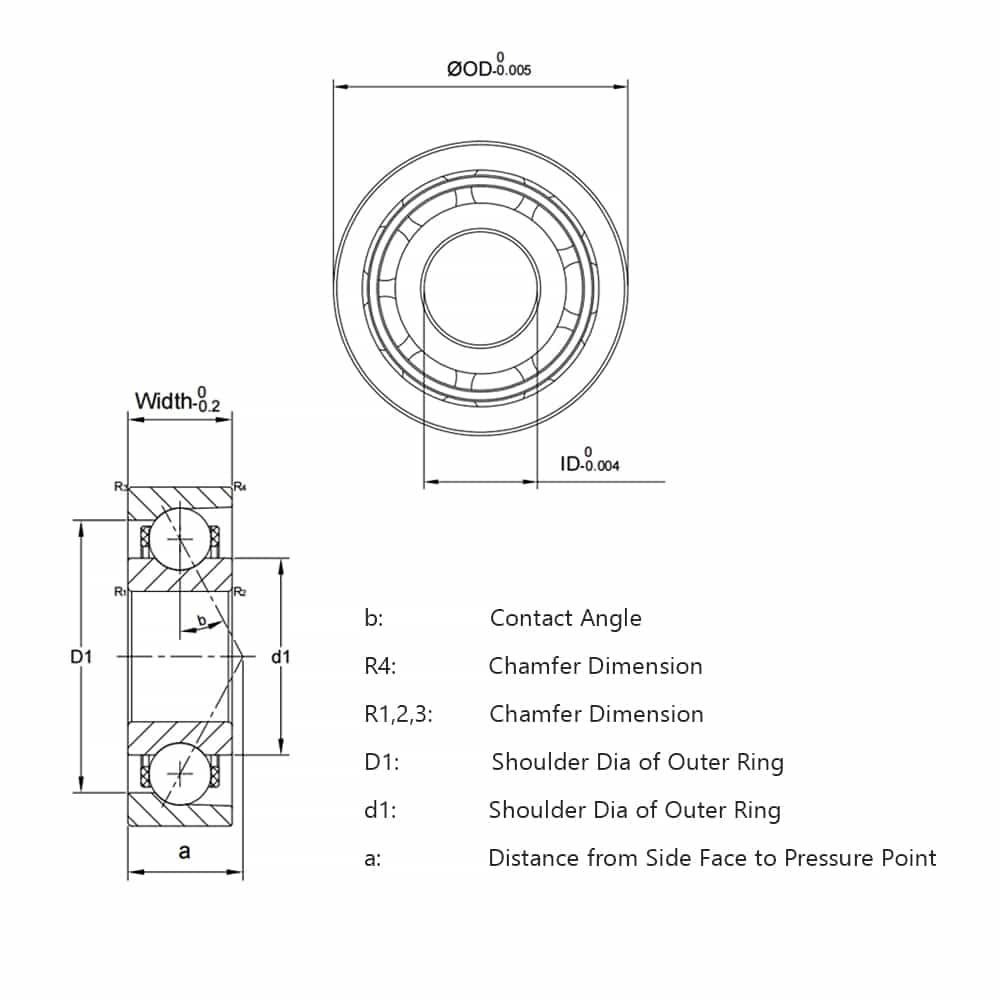 Structure of a Super Precision Angular Contact Ball Bearing