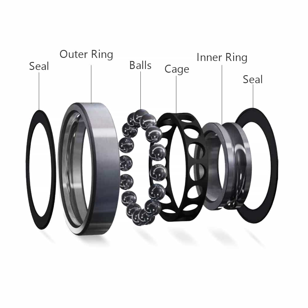 Structure of a Super Precision Angular Contact Ball Bearing