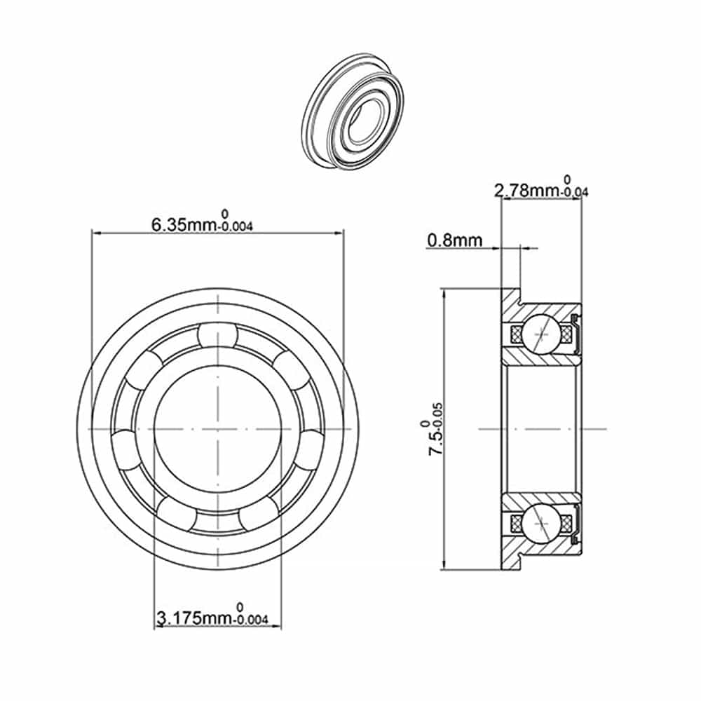 Flanged Dental Bearing - SFR144K1TLZW