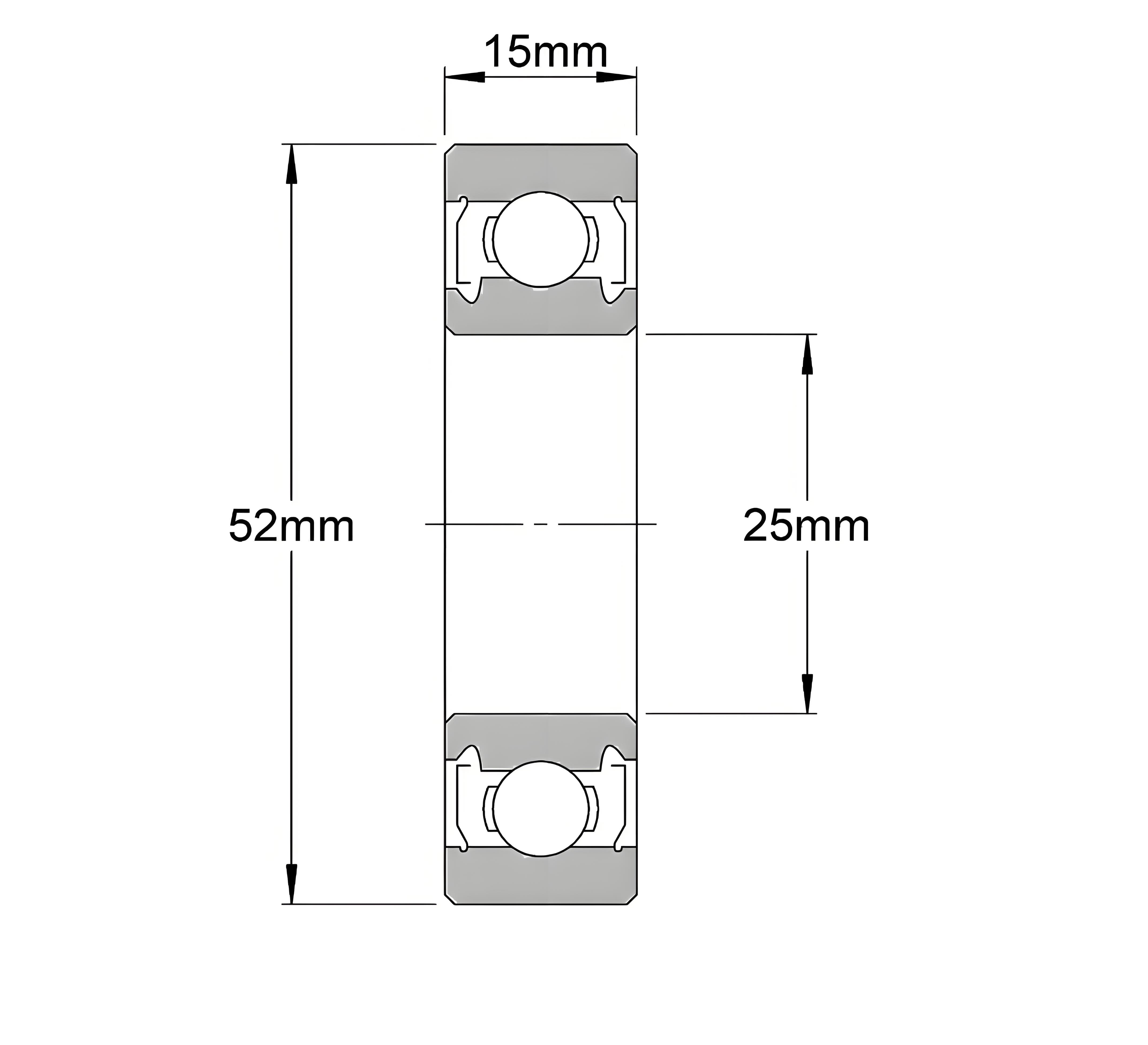 6205ZZ Bearing Dimension Diagram