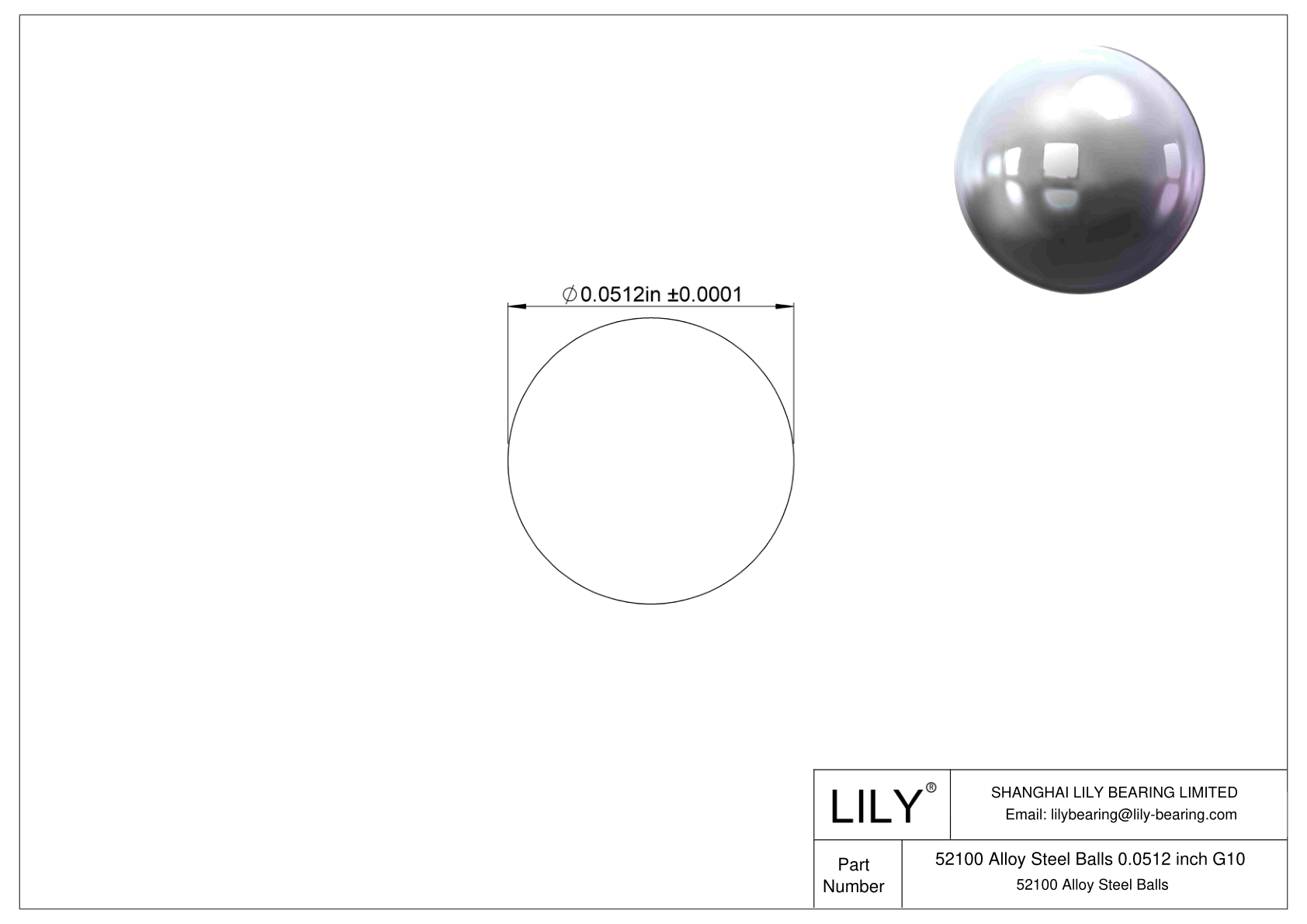 52100 Alloy Steel Balls 0.0512 inch G10 52100 Alloy Steel Balls cad drawing