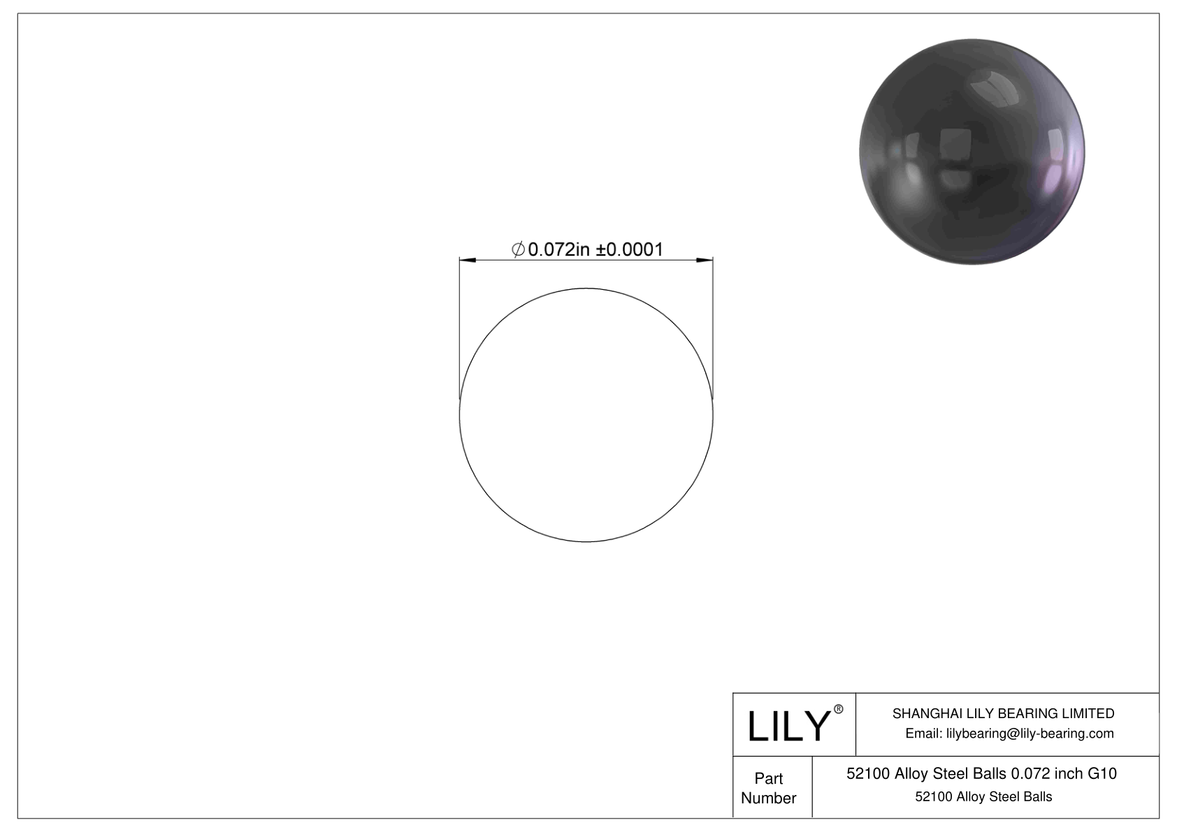 52100 Alloy Steel Balls 0.072 inch G10 52100 Alloy Steel Balls cad drawing