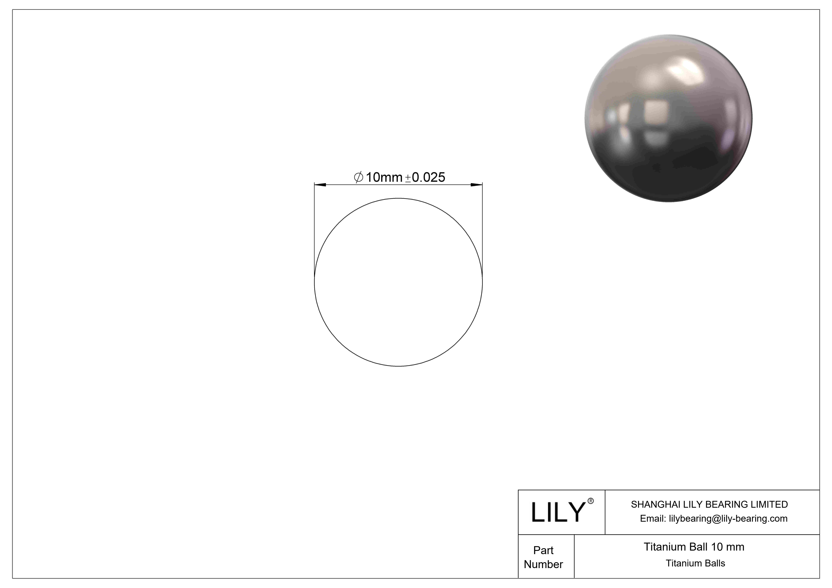 Titanium Ball 10 mm Titanium Balls cad drawing