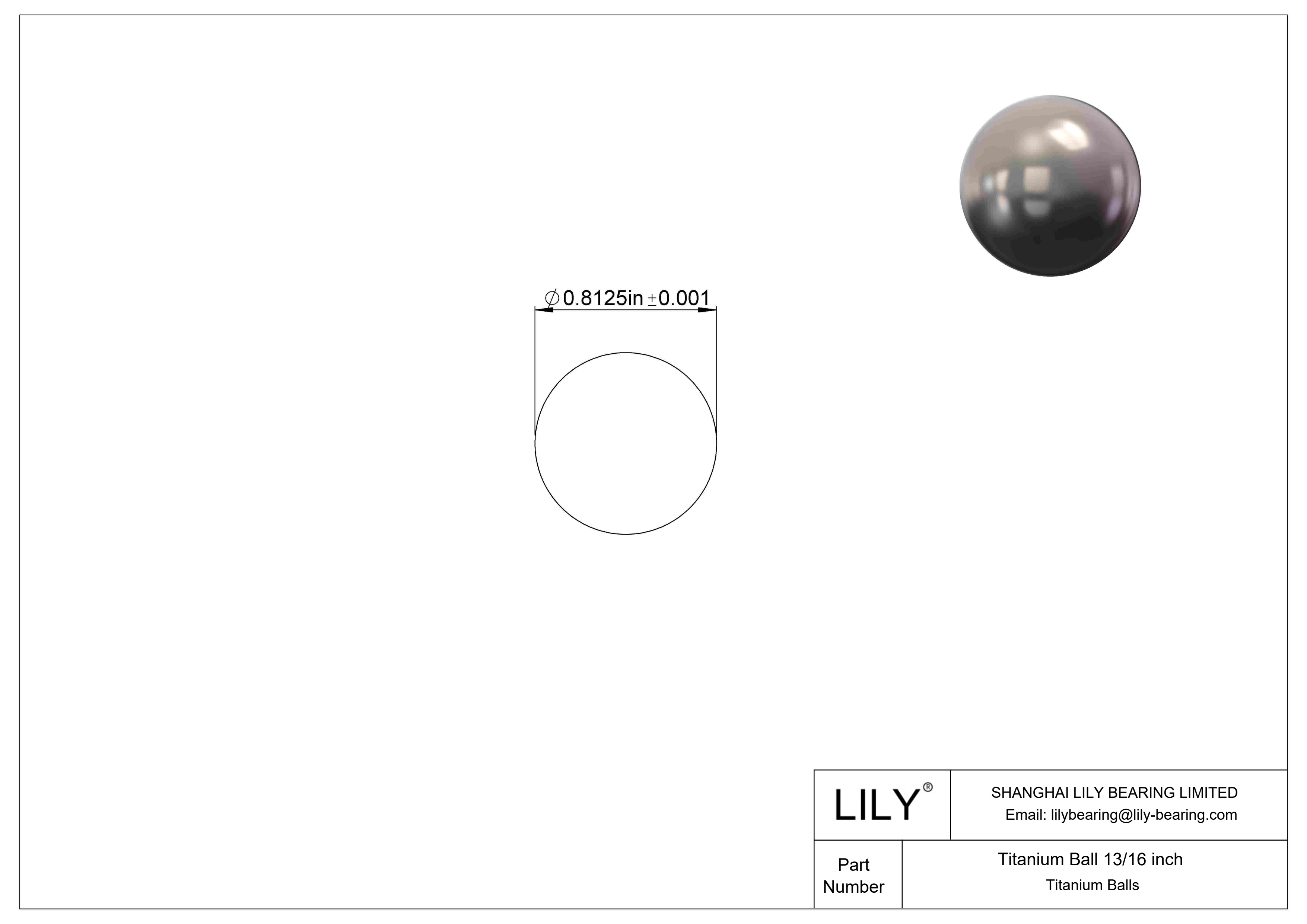 Titanium Ball 13/16 inch Titanium Balls cad drawing