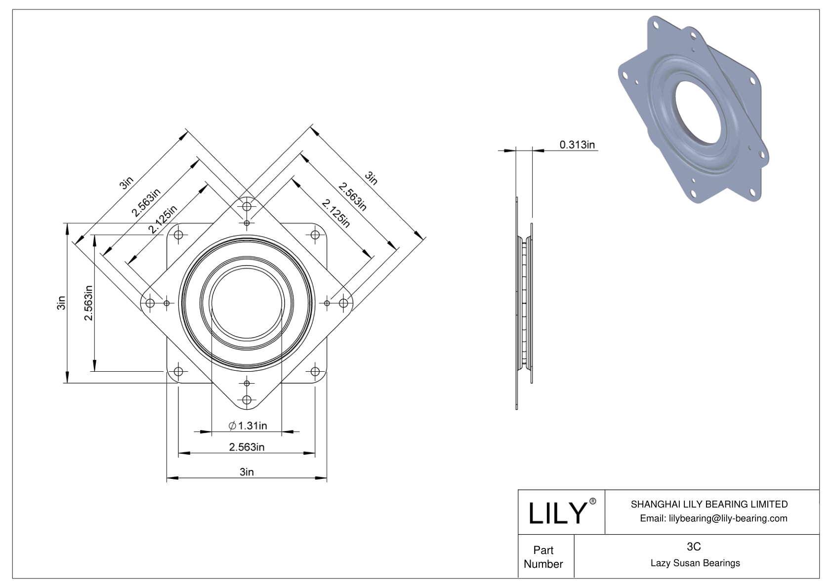 3C Lazy Susan Bearings cad drawing