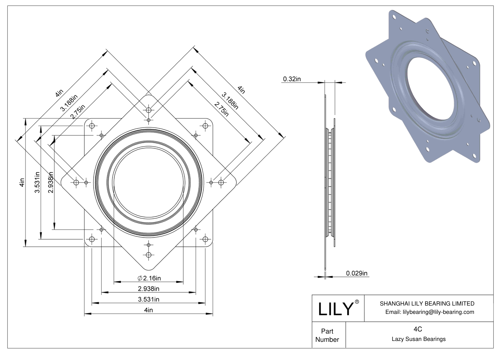 4C Lazy Susan Bearings cad drawing