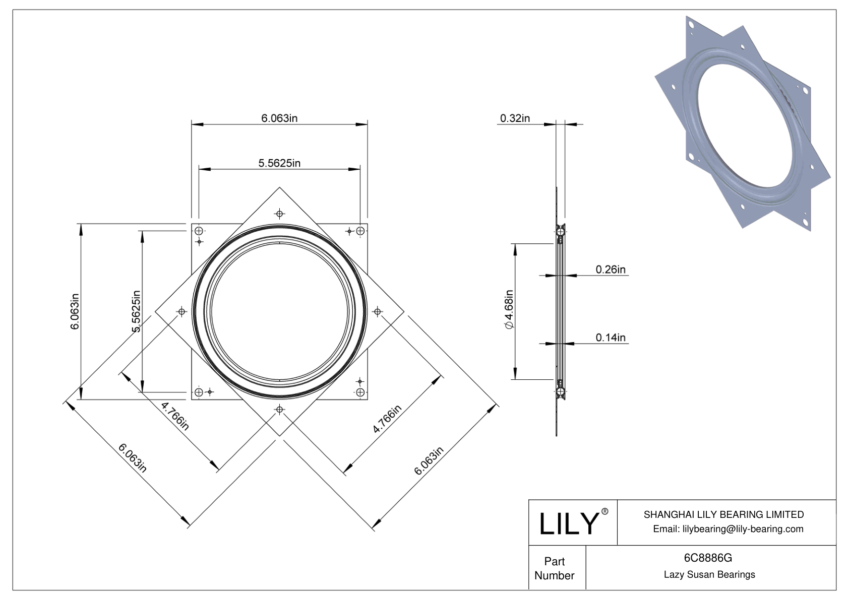 6C8886G Rodamientos Lazy Susan cad drawing