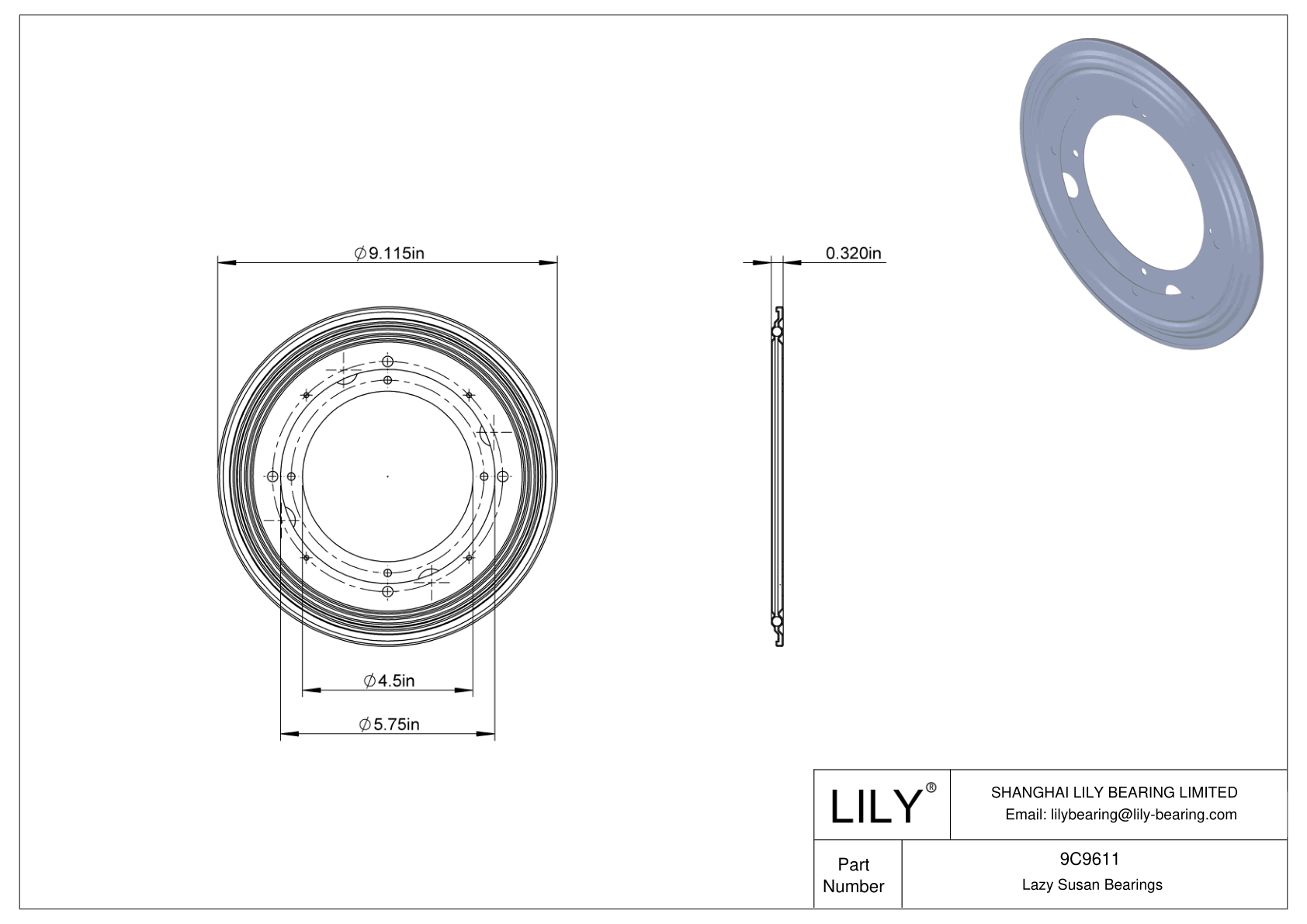 9C9611 懒人沙发轴承 cad drawing