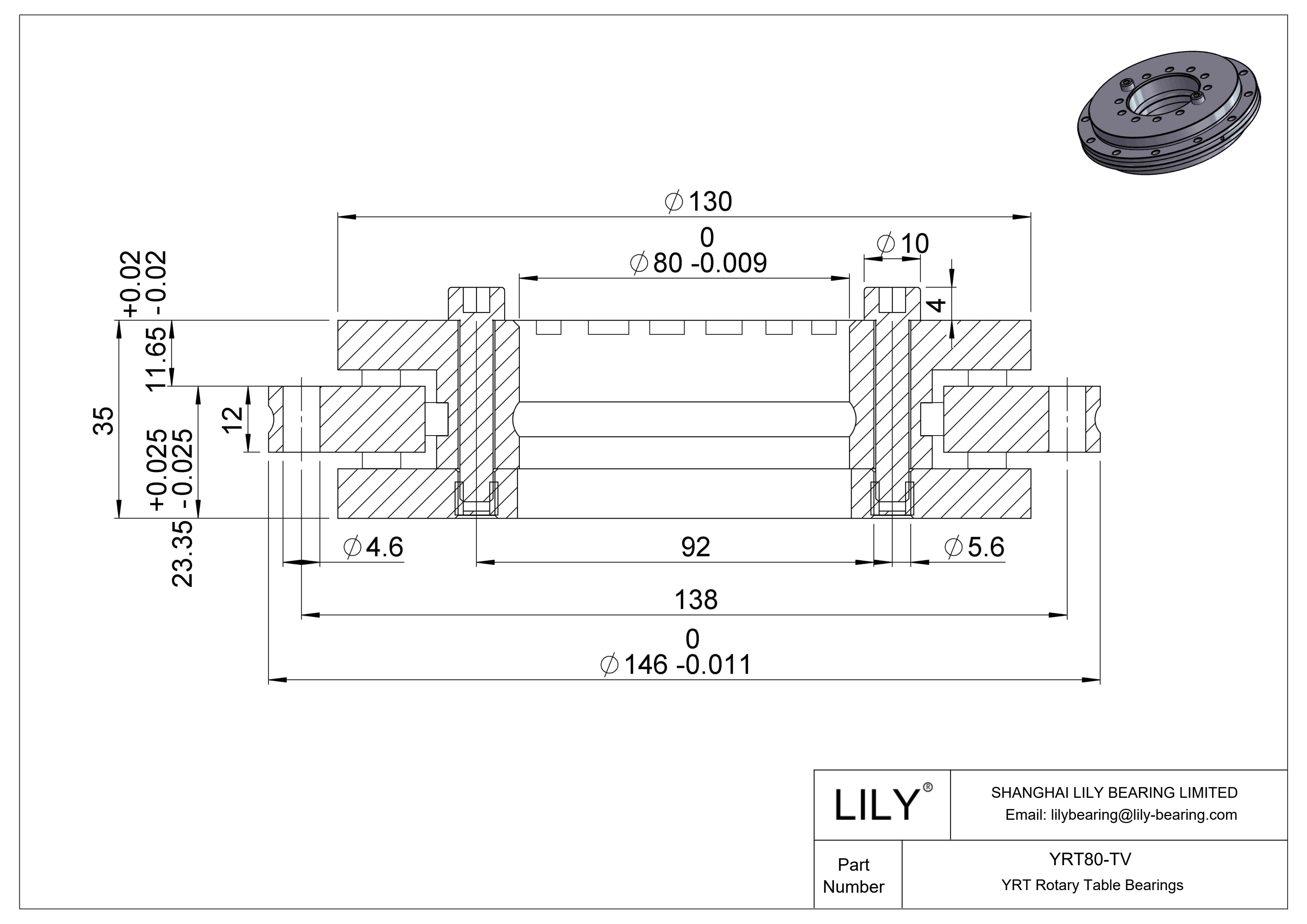 YRT80-TV Rodamientos para mesas giratorias YRT / YRTC cad drawing