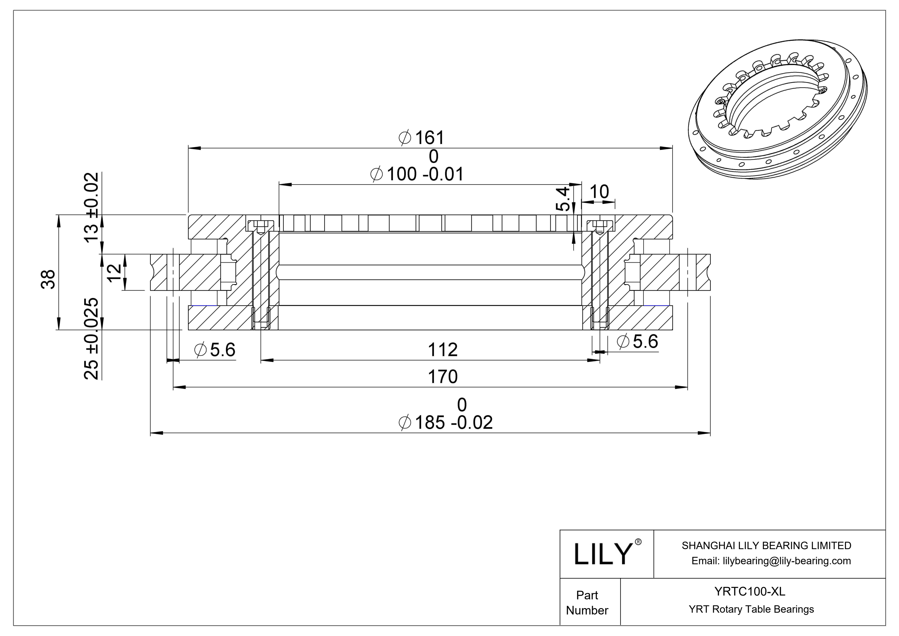 YRTC100-XL YRT / YRTC 旋转台轴承 cad drawing