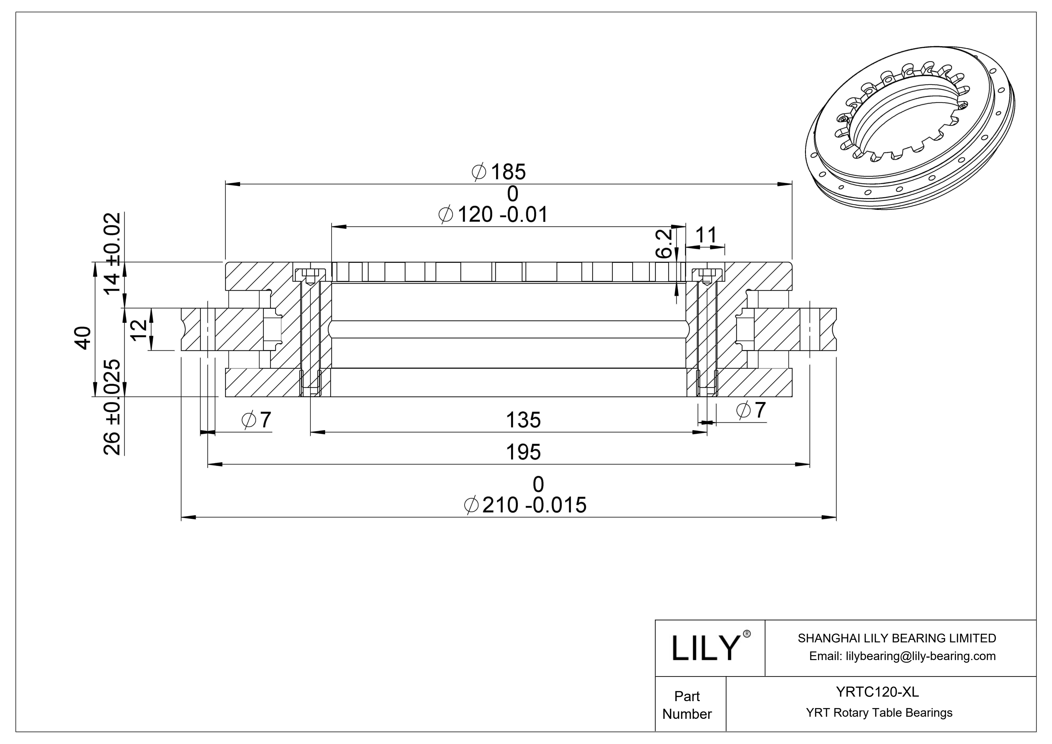 YRTC120-XL YRT / YRTC 旋转台轴承 cad drawing