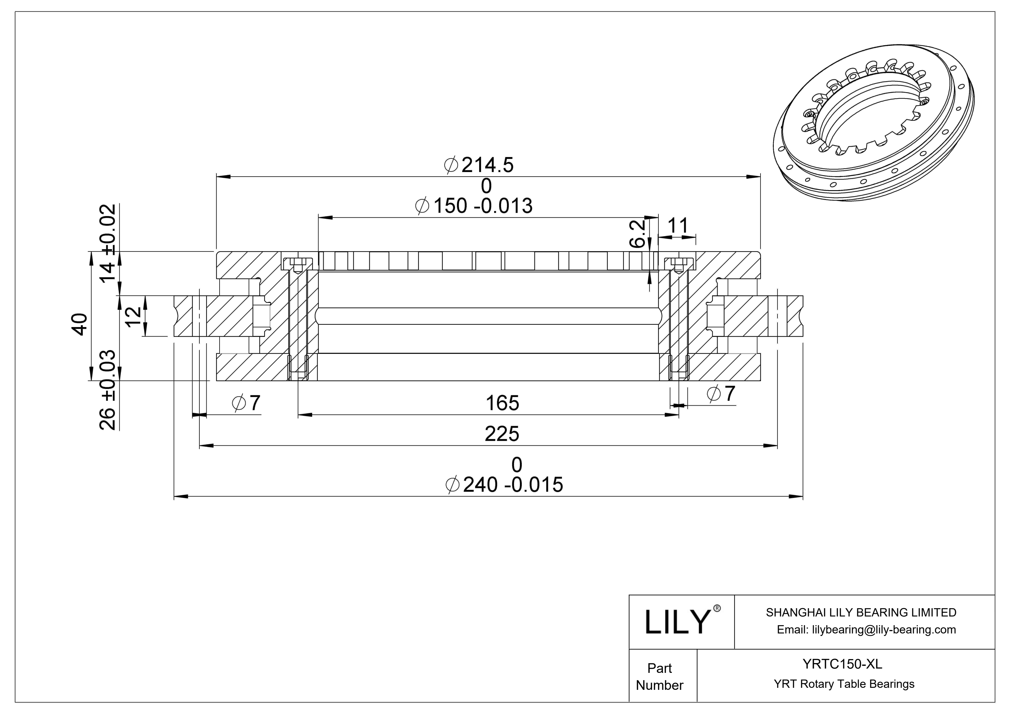 YRTC150-XL Rodamientos para mesas giratorias YRT / YRTC cad drawing