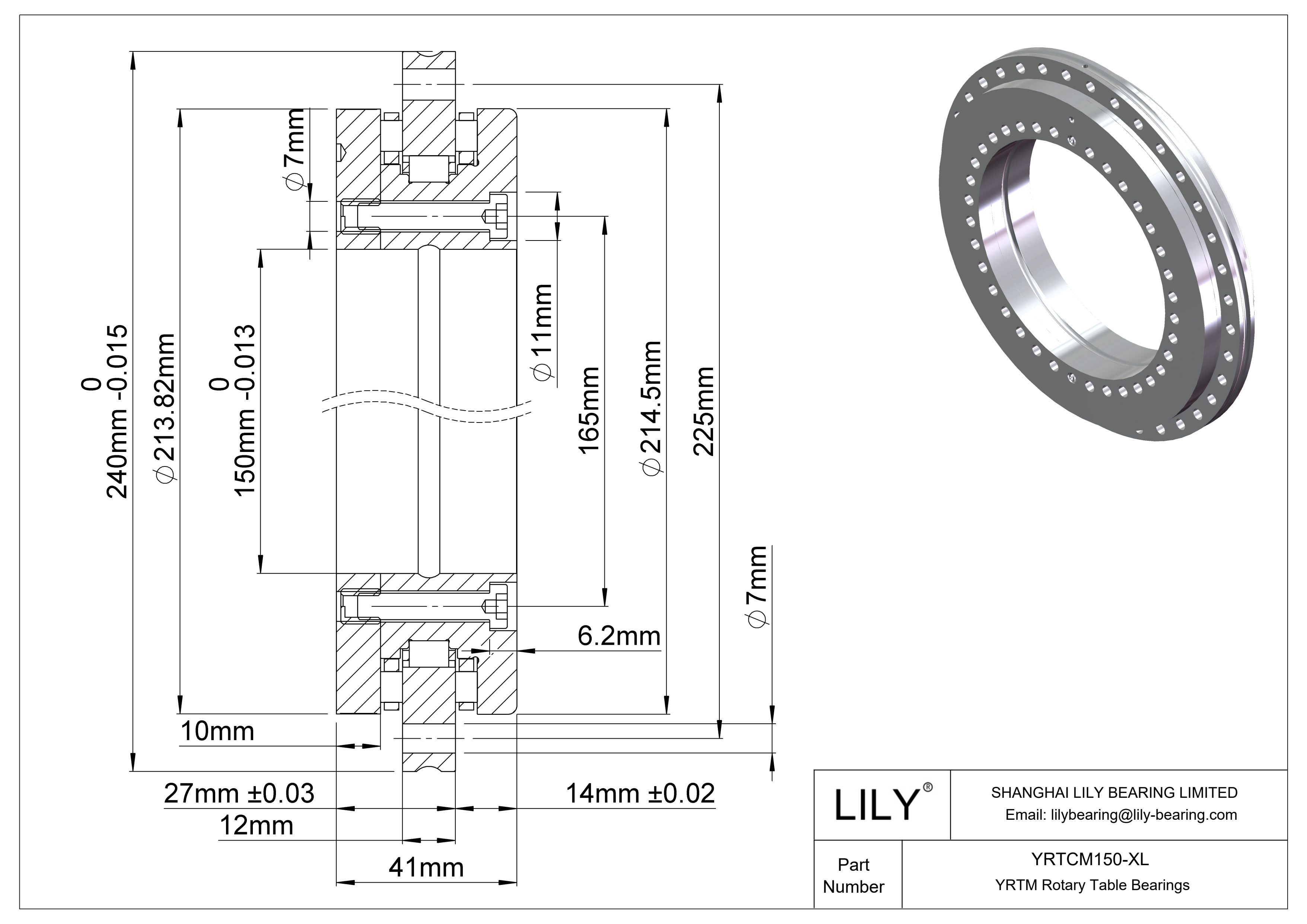 YRTCM150-XL Rodamientos YRTM para mesas giratorias cad drawing