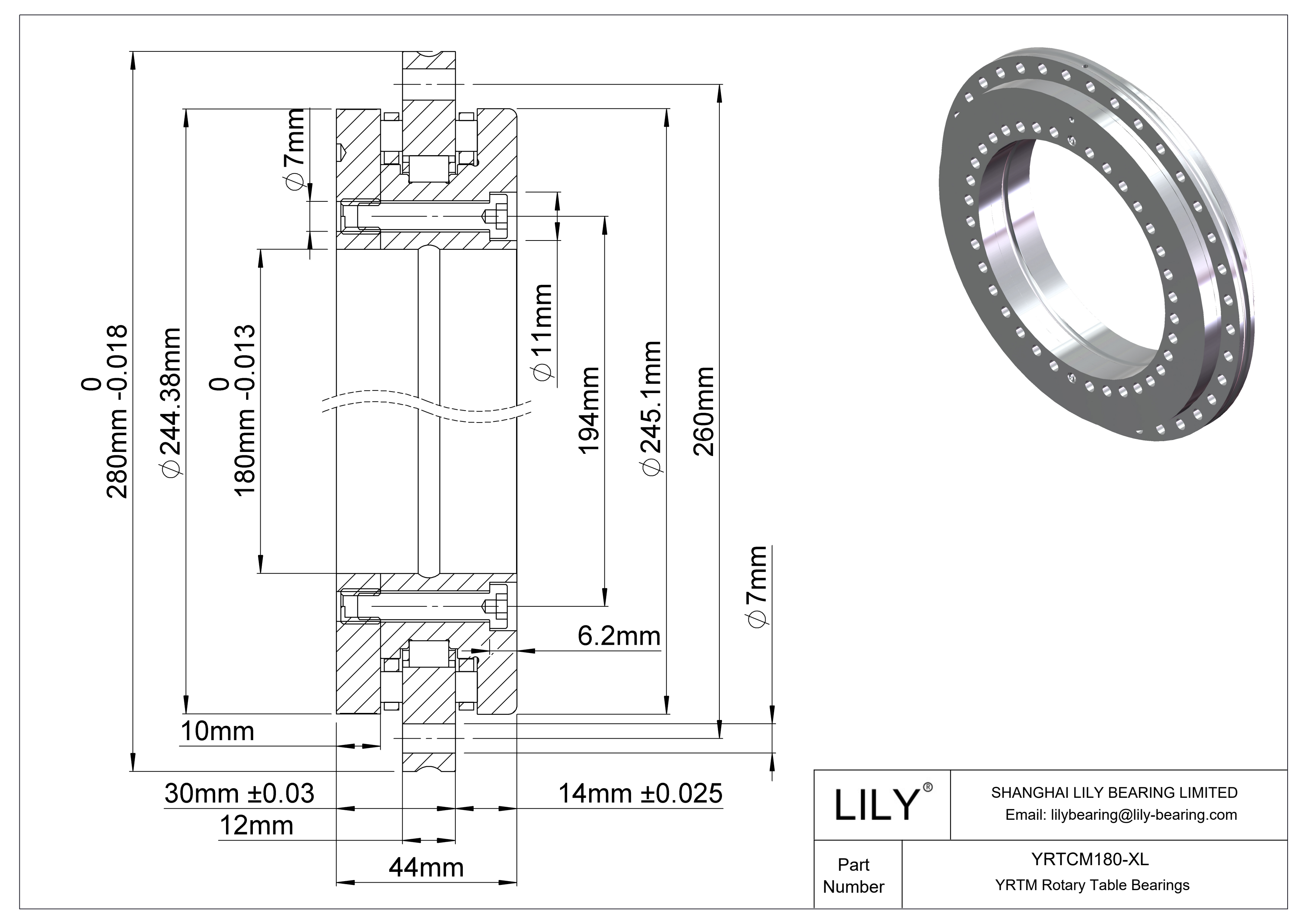 YRTCM180-XL Rodamientos YRTM para mesas giratorias cad drawing