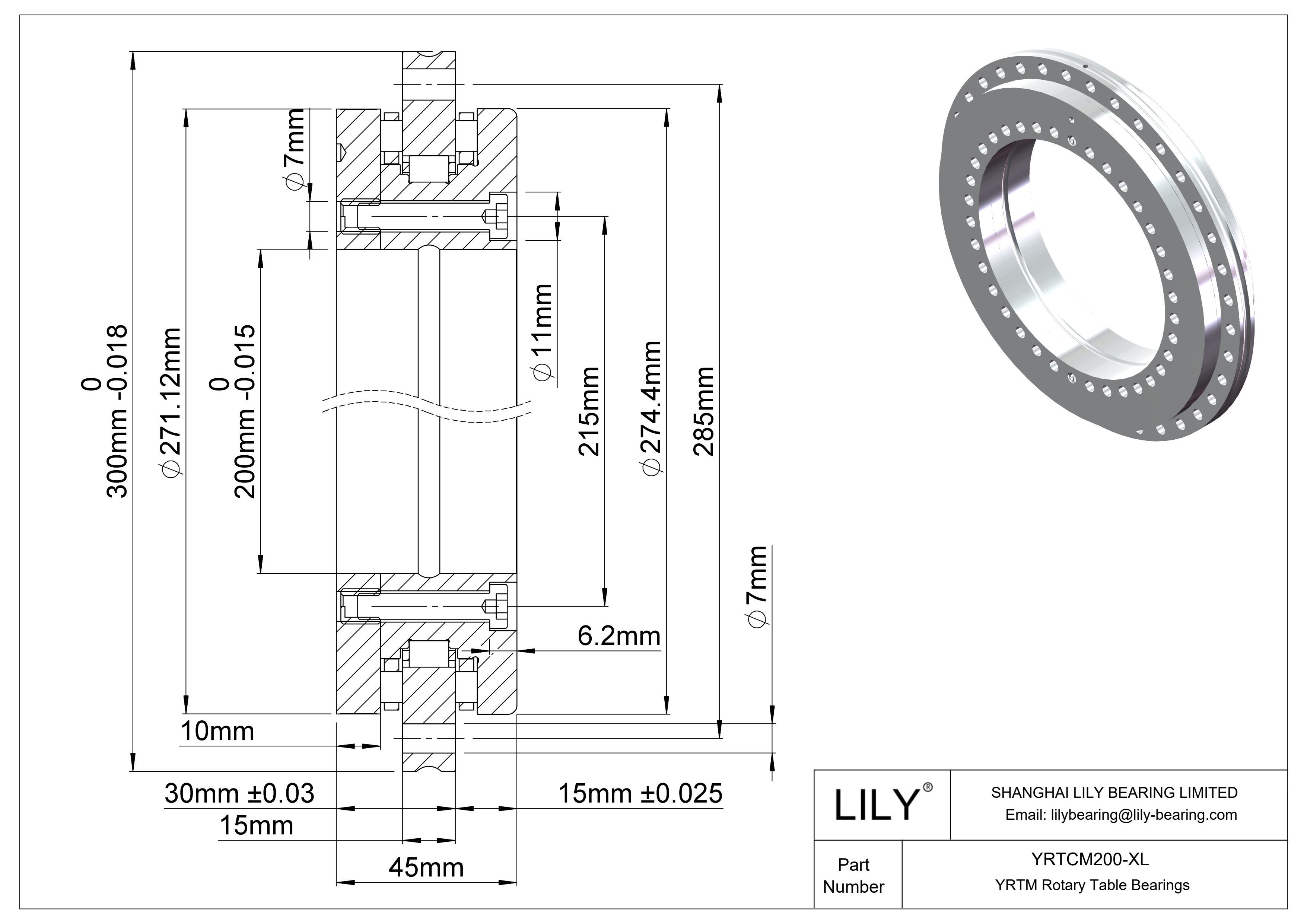 YRTCM200-XL Rodamientos YRTM para mesas giratorias cad drawing