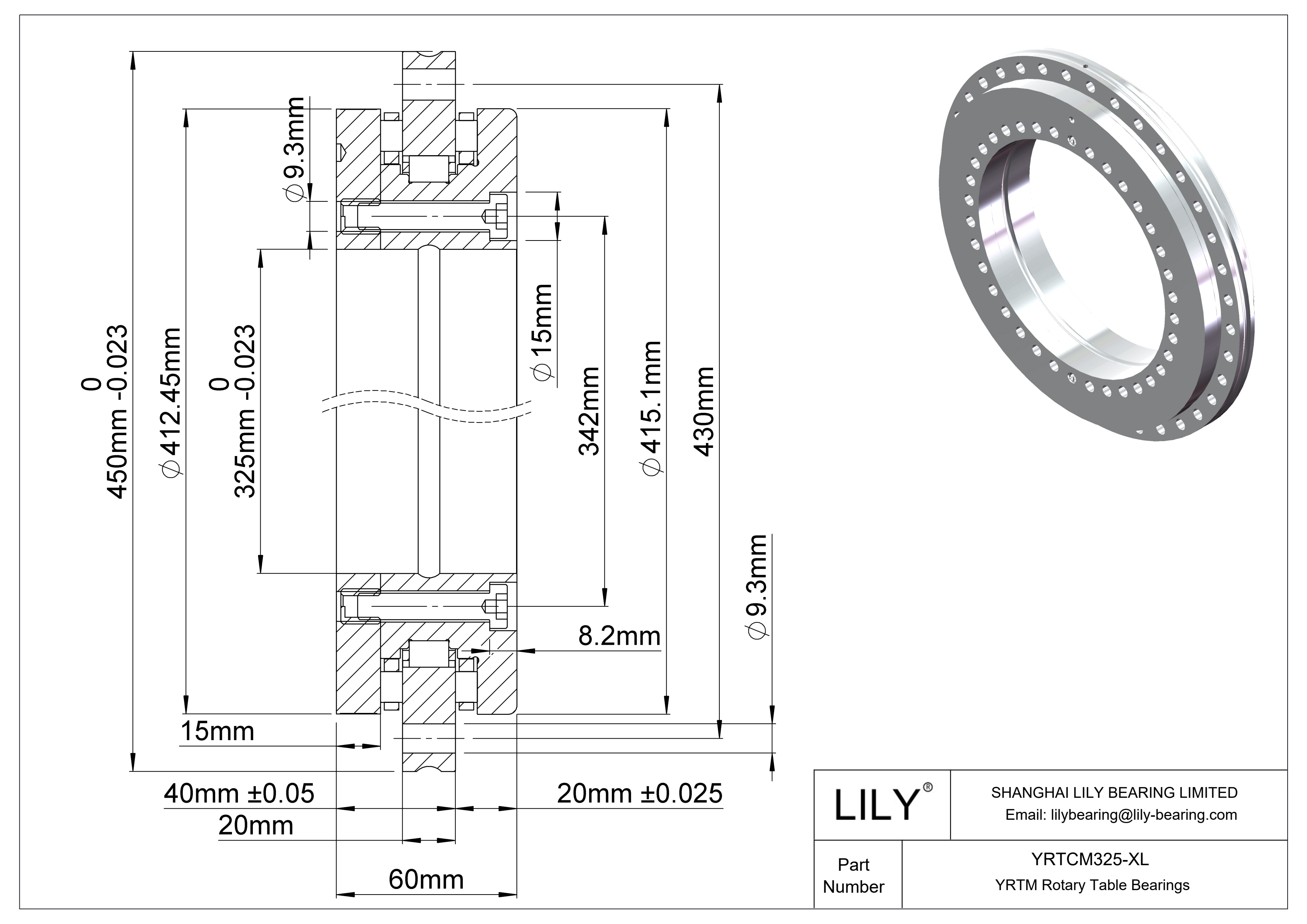 YRTCM325-XL Rodamientos YRTM para mesas giratorias cad drawing