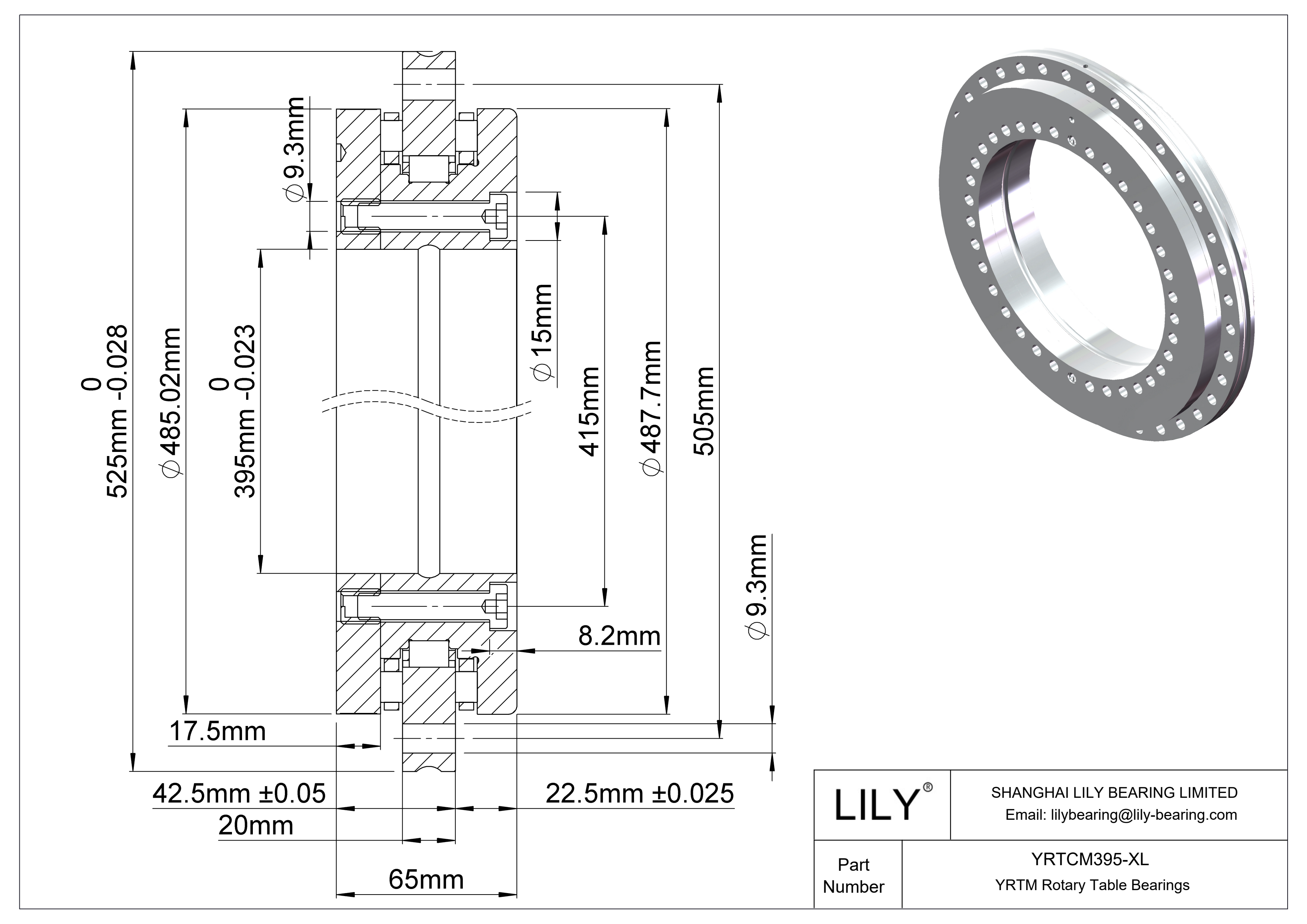 YRTCM395-XL Rodamientos YRTM para mesas giratorias cad drawing