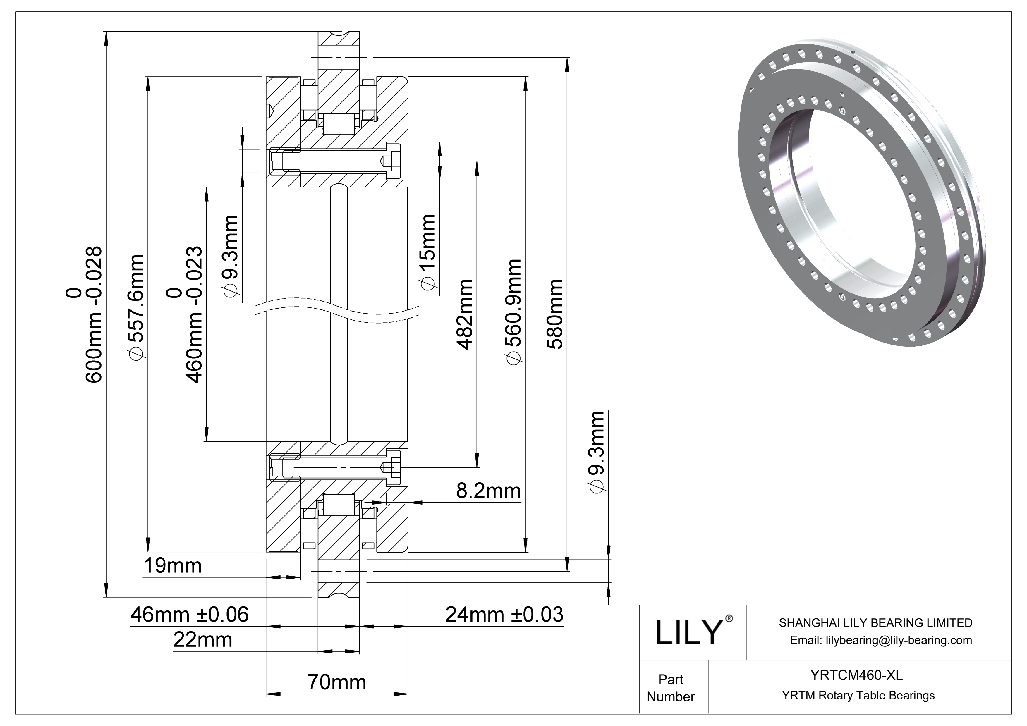 YRTCM460-XL YRTM 旋转台轴承 cad drawing