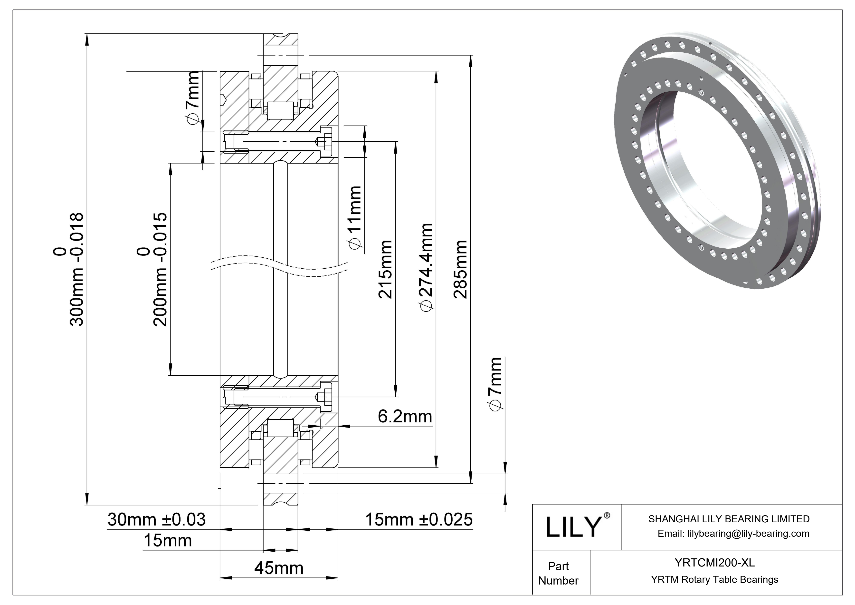 YRTCMI200-XL Rodamientos YRTM para mesas giratorias cad drawing