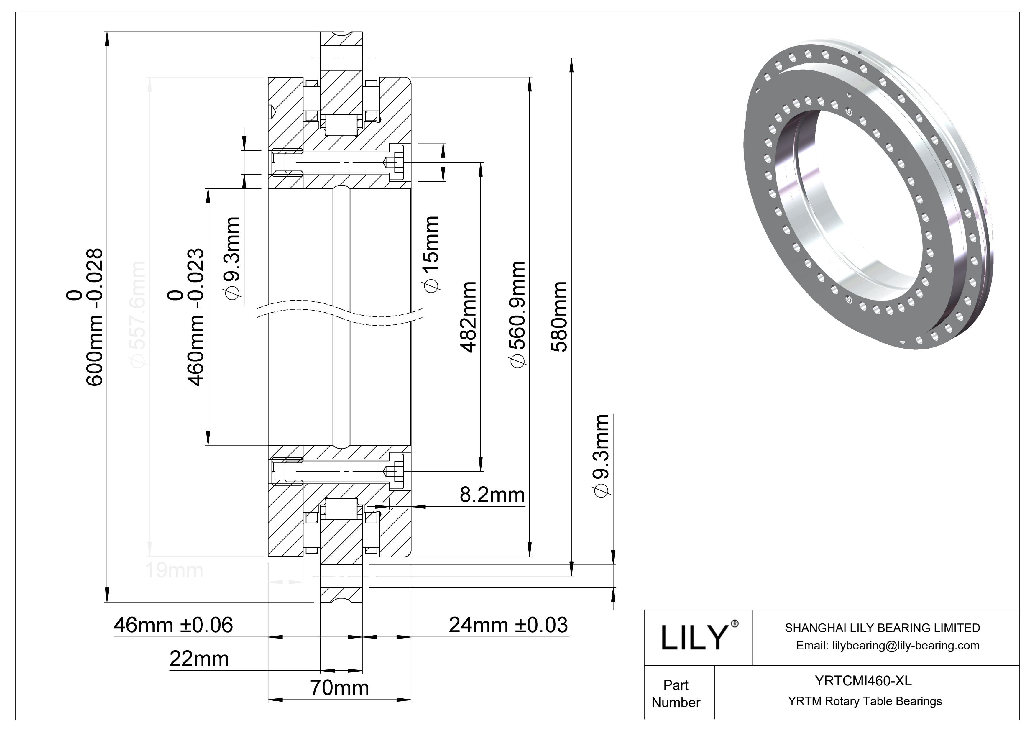 YRTCMI460-XL Rodamientos YRTM para mesas giratorias cad drawing