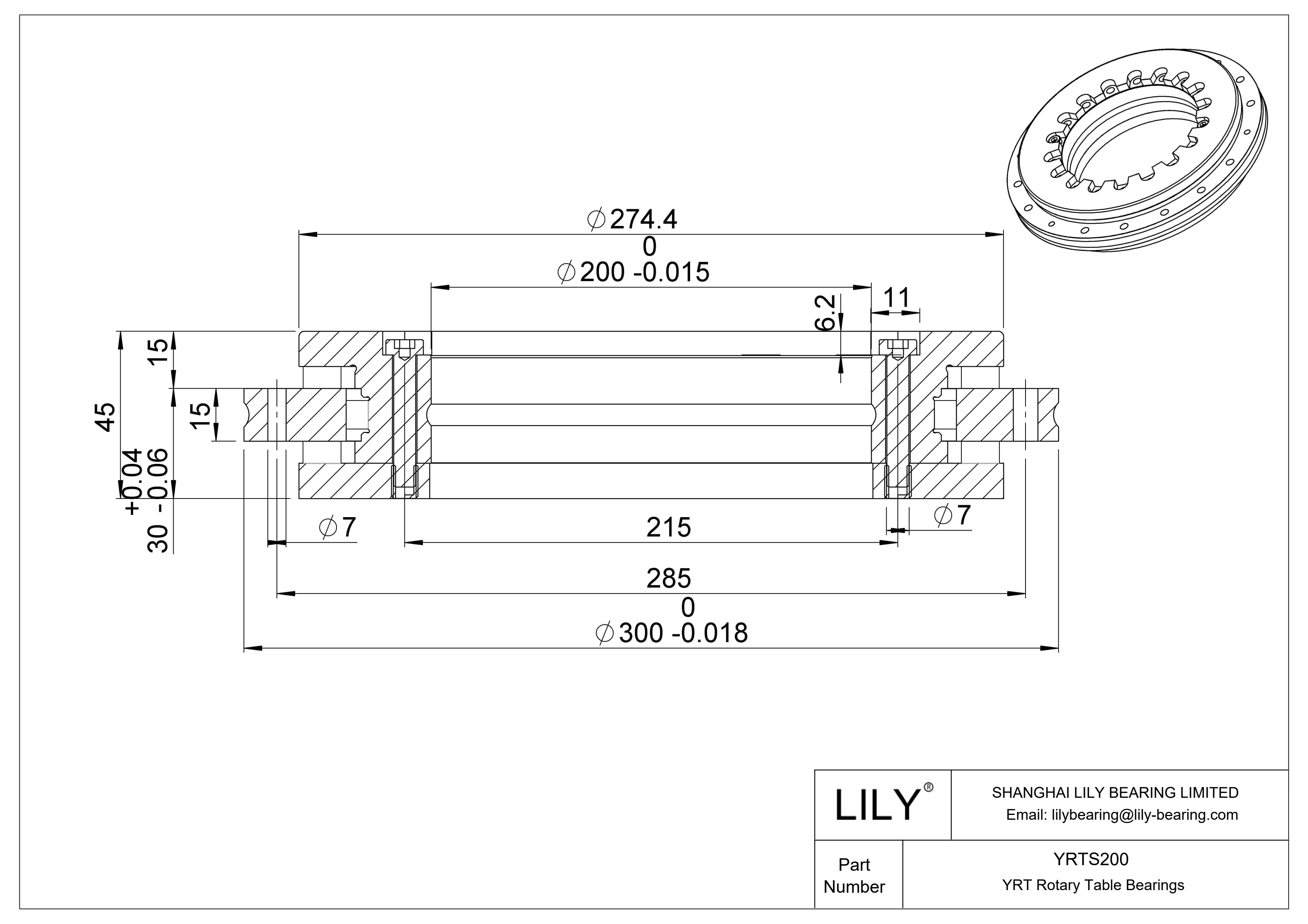 YRTS200 YRTS 旋转台轴承 cad drawing