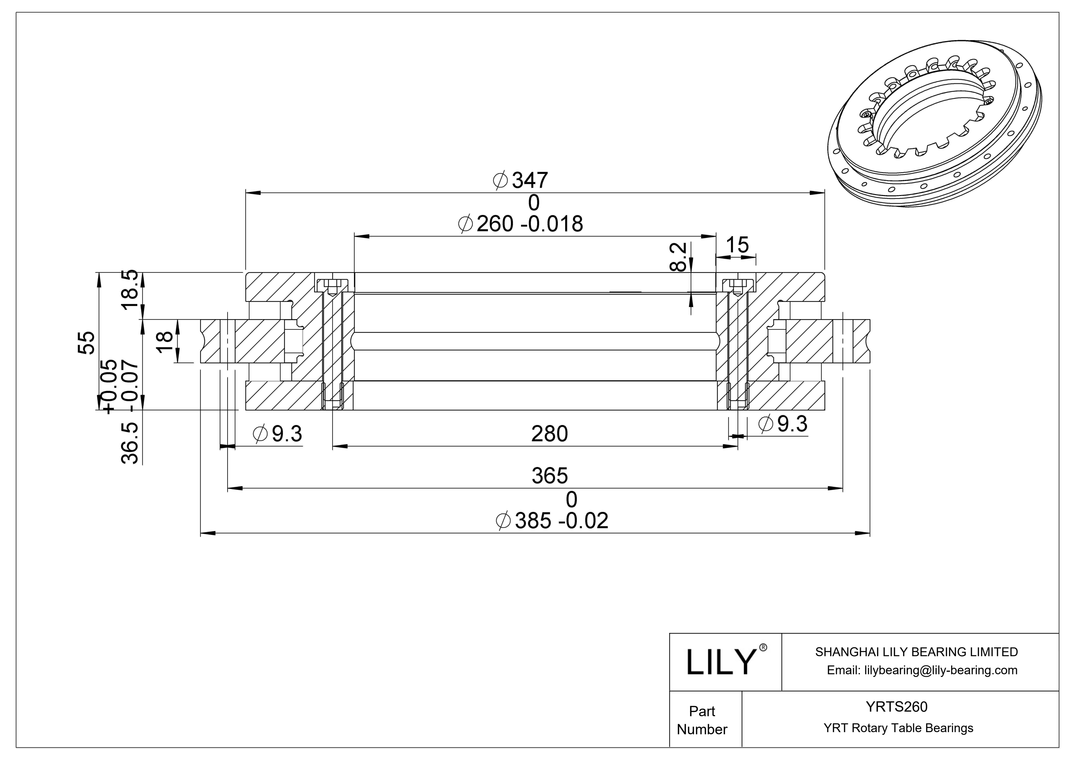 YRTS260 YRTS 旋转台轴承 cad drawing