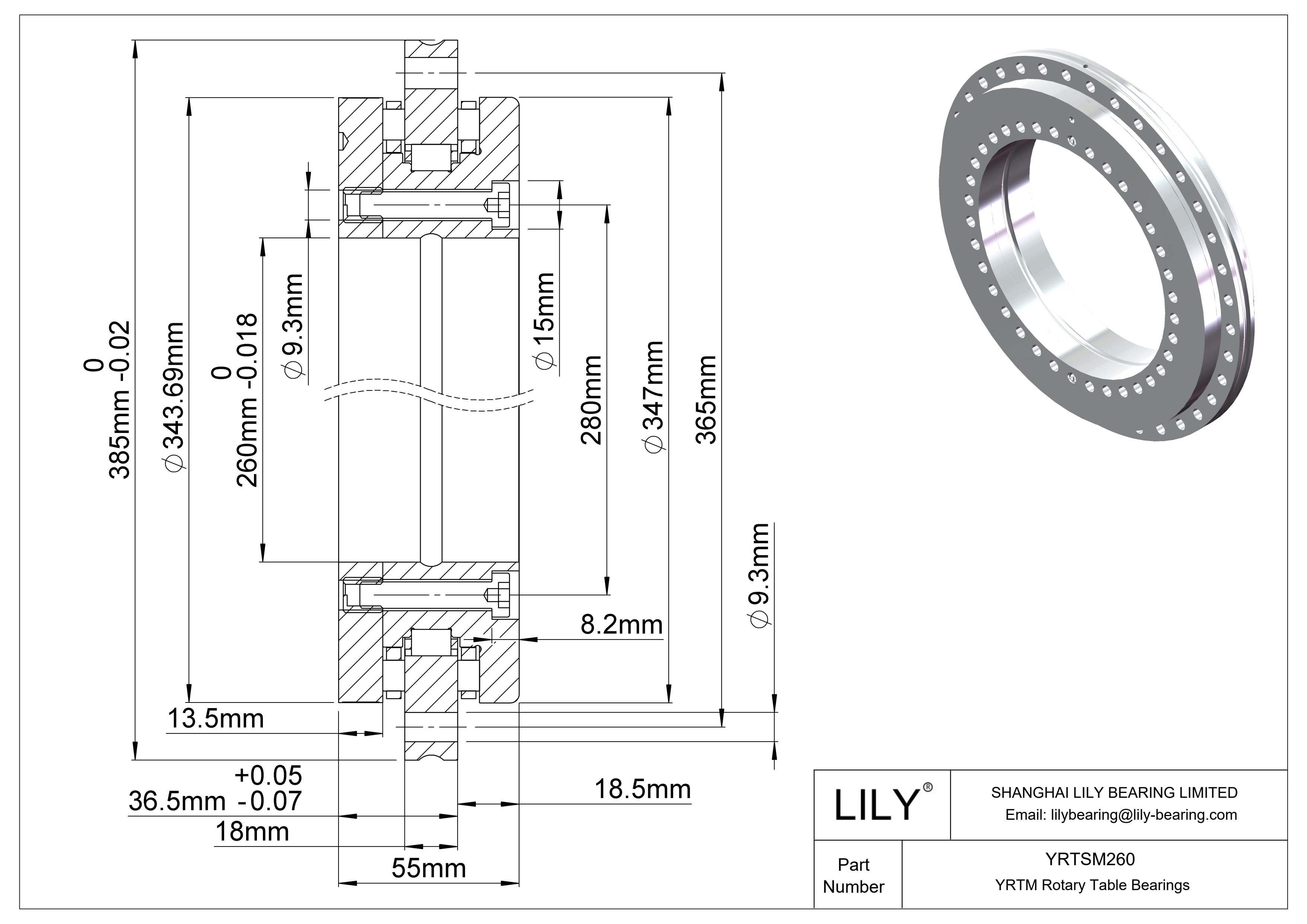 YRTSM260 Rodamientos YRTM para mesas giratorias cad drawing