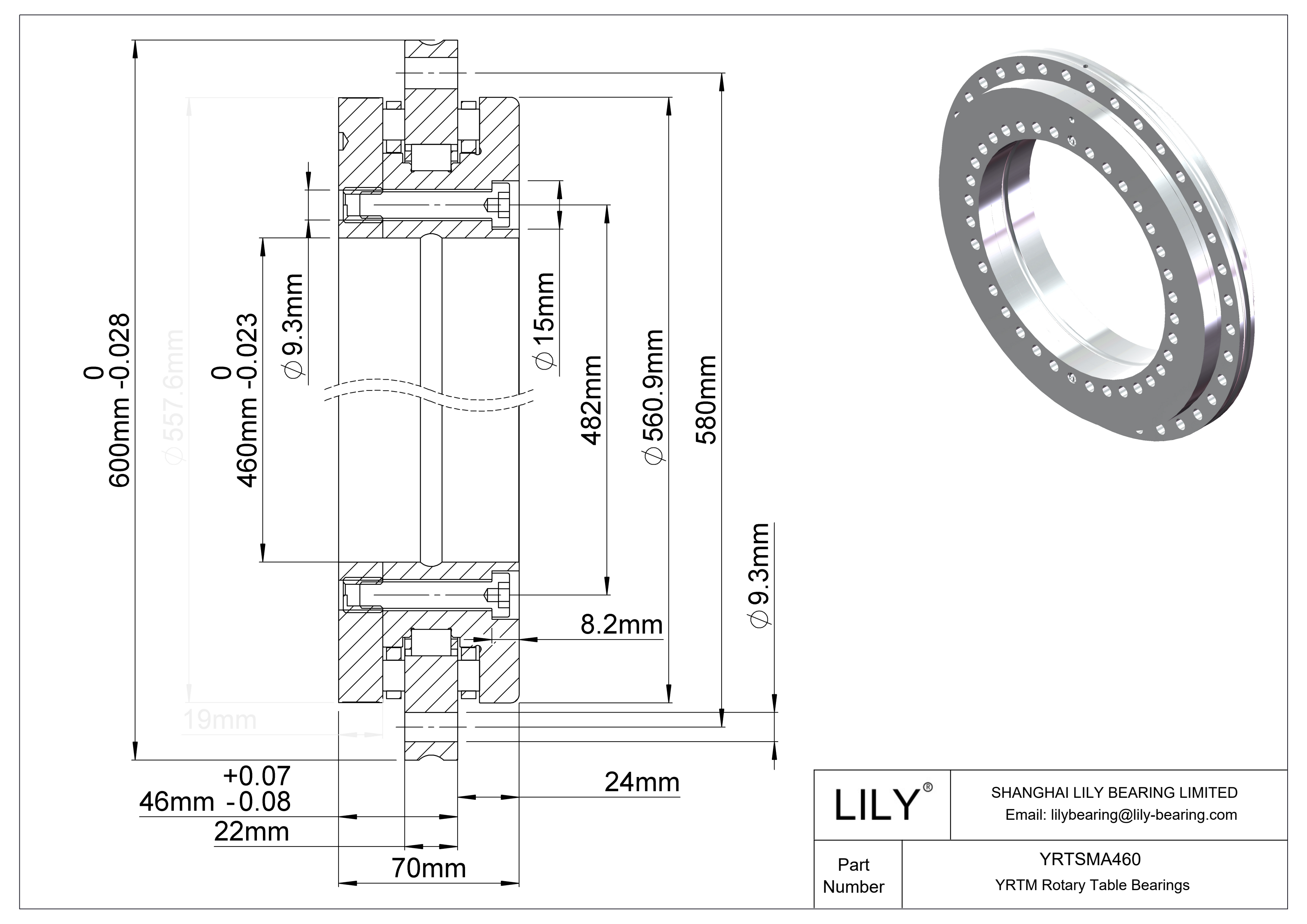 YRTSMA460 Rodamientos YRTM para mesas giratorias cad drawing