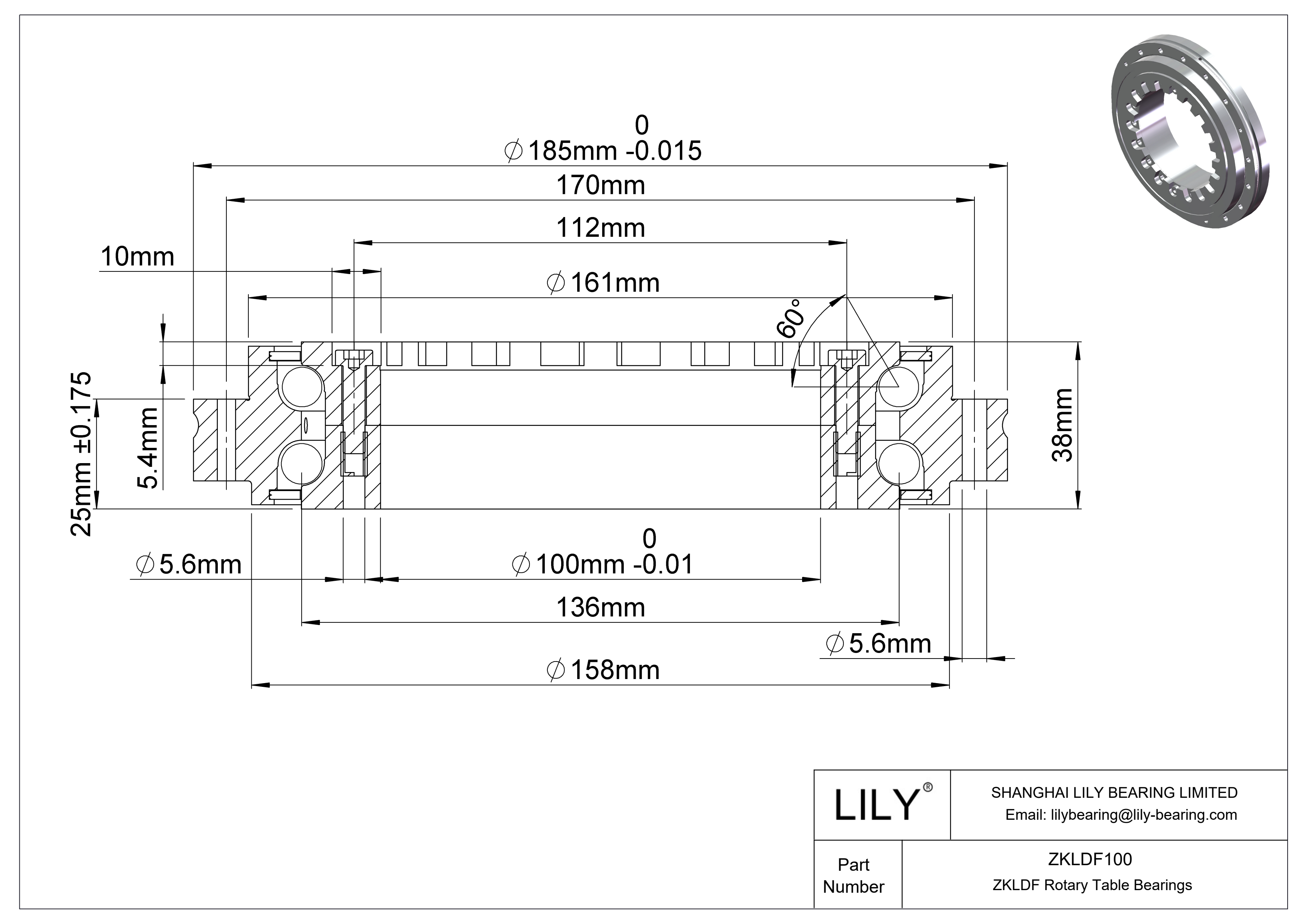 ZKLDF100 Rodamientos para mesas giratorias ZKLDF cad drawing