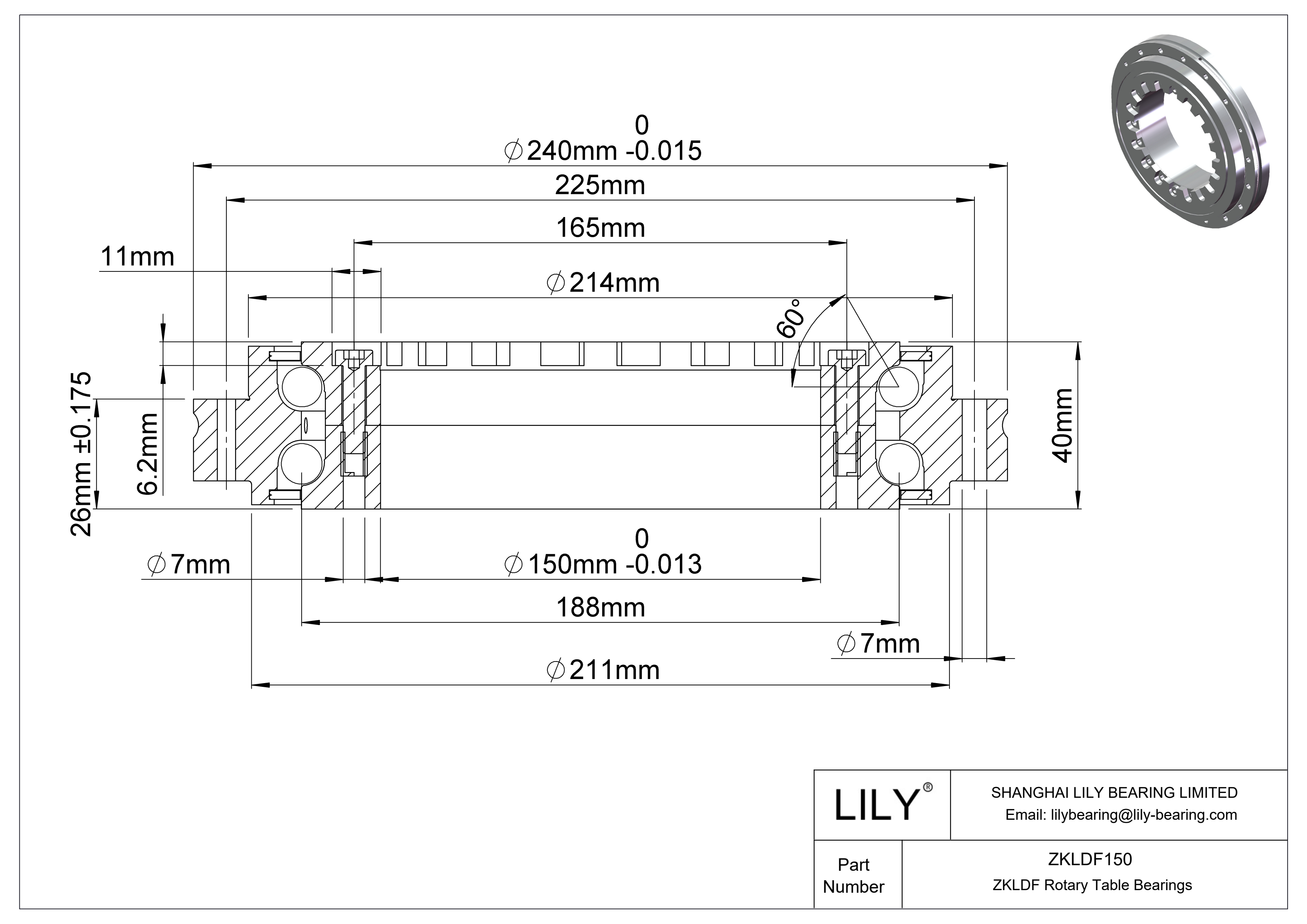 ZKLDF150 Rodamientos para mesas giratorias ZKLDF cad drawing