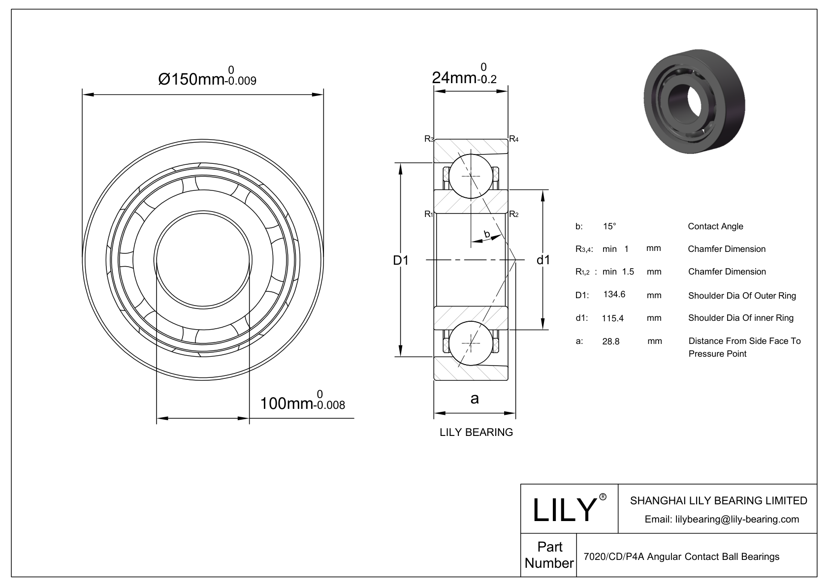HCM7020-E-2RSD-T-P4S-UL-XL FAG Sealed Type With Ceramic Balls Super Precision Spindle Bearing cad drawing