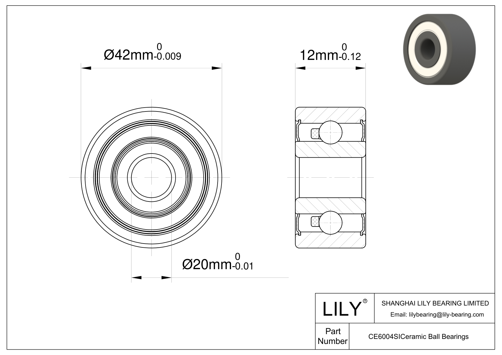 6004 Ceramic Bearings 陶瓷球轴承 cad drawing