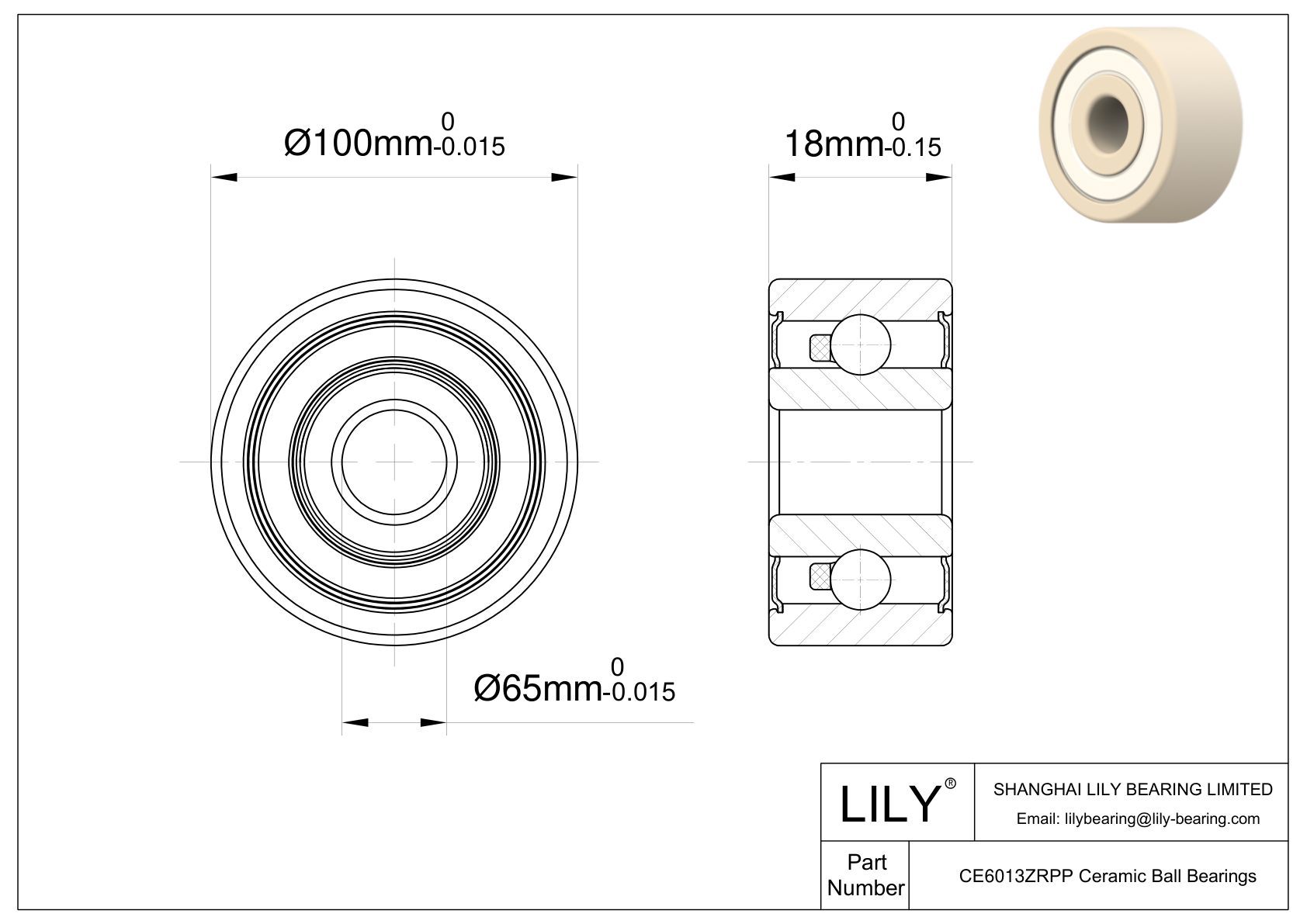 CEZR 6013 2RS Rodamientos cerámicos de circonio de tamaño métrico cad drawing