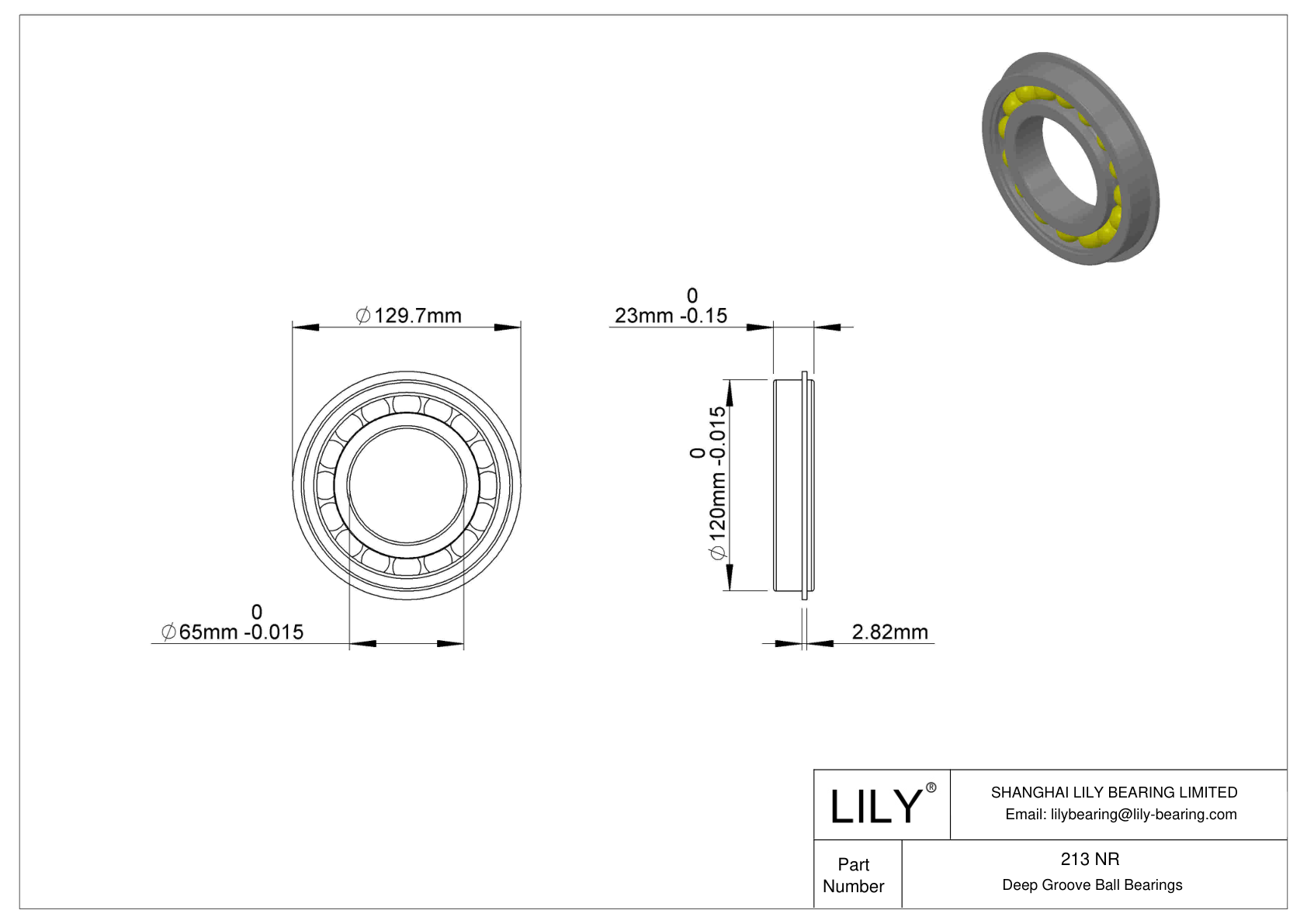 213 NR Snap Ring Groove Ball Bearing cad drawing