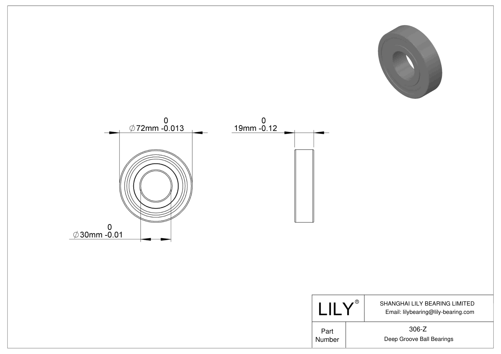 306-Z 带填充槽的单列深沟球轴承 cad drawing