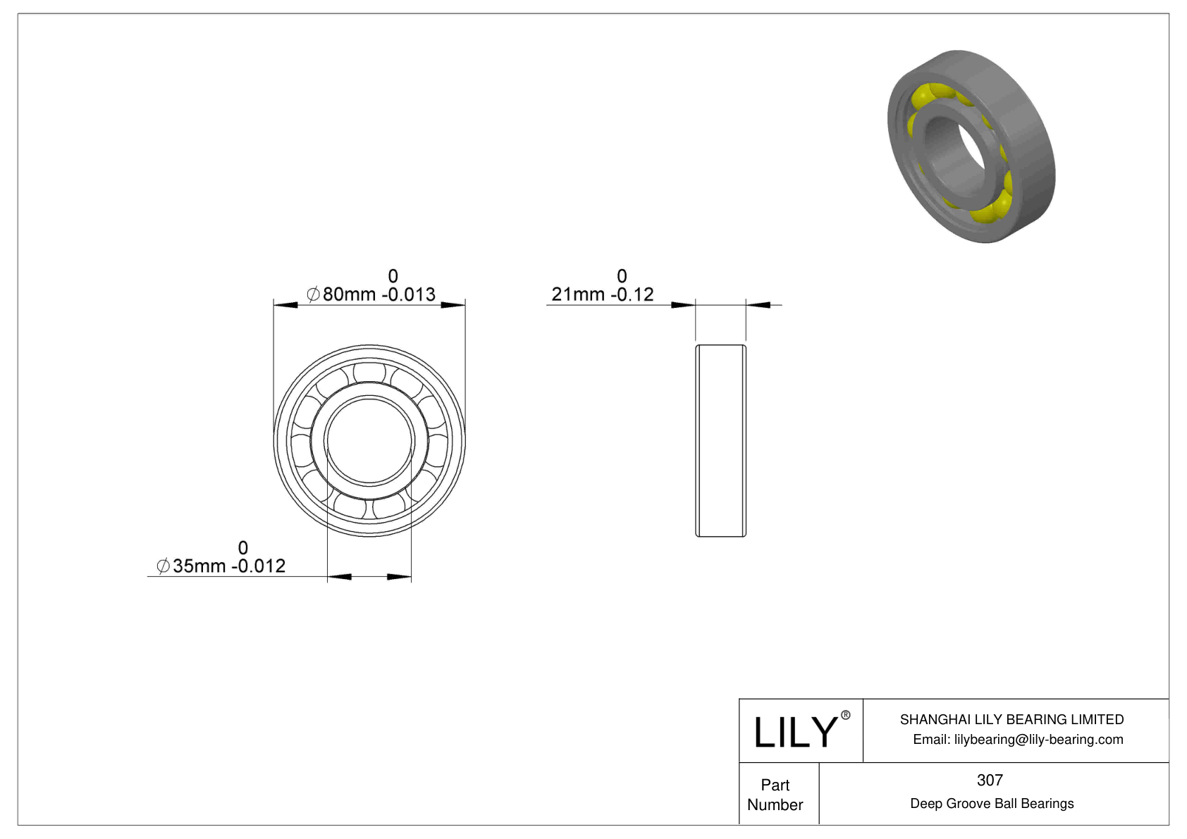 307SZZ-HYB#1 Single Row Deep Groove Ball Bearings cad drawing