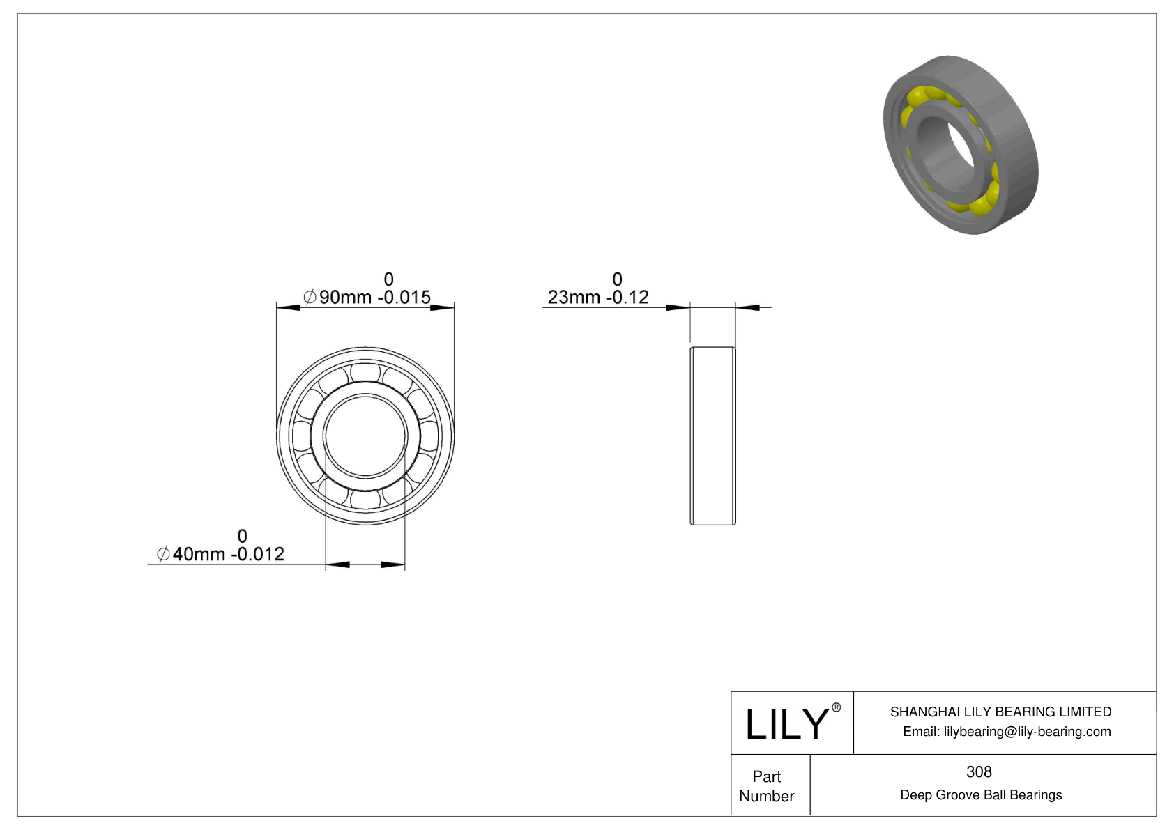 308 Single Row Deep Groove Ball Bearings With Filling Slots cad drawing