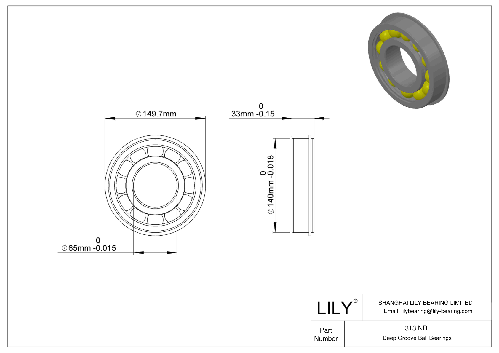 313 NR Rodamiento ranurado de bolas con anillo elástico cad drawing