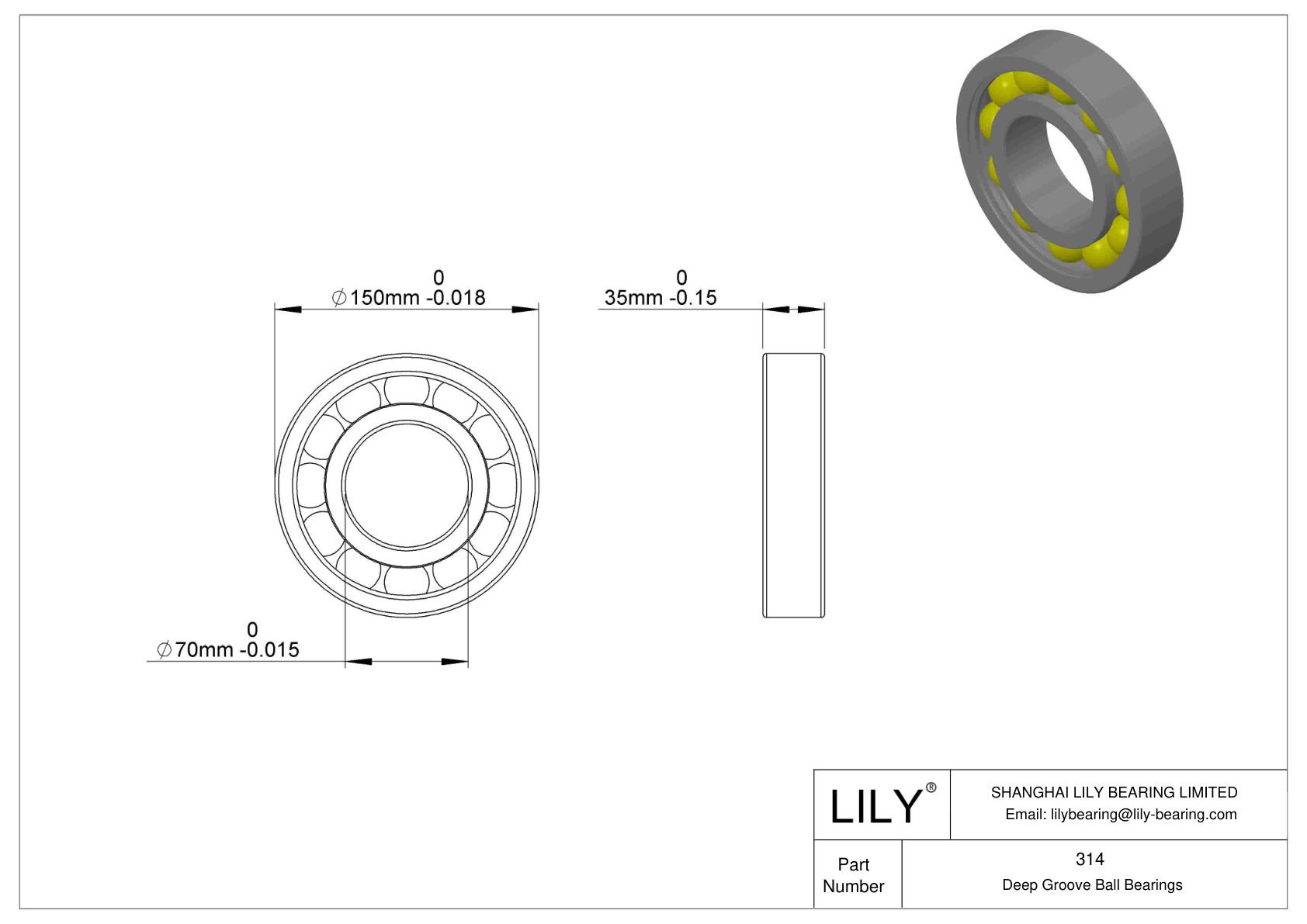 314SS Rodamientos radiales de bolas de una hilera cad drawing