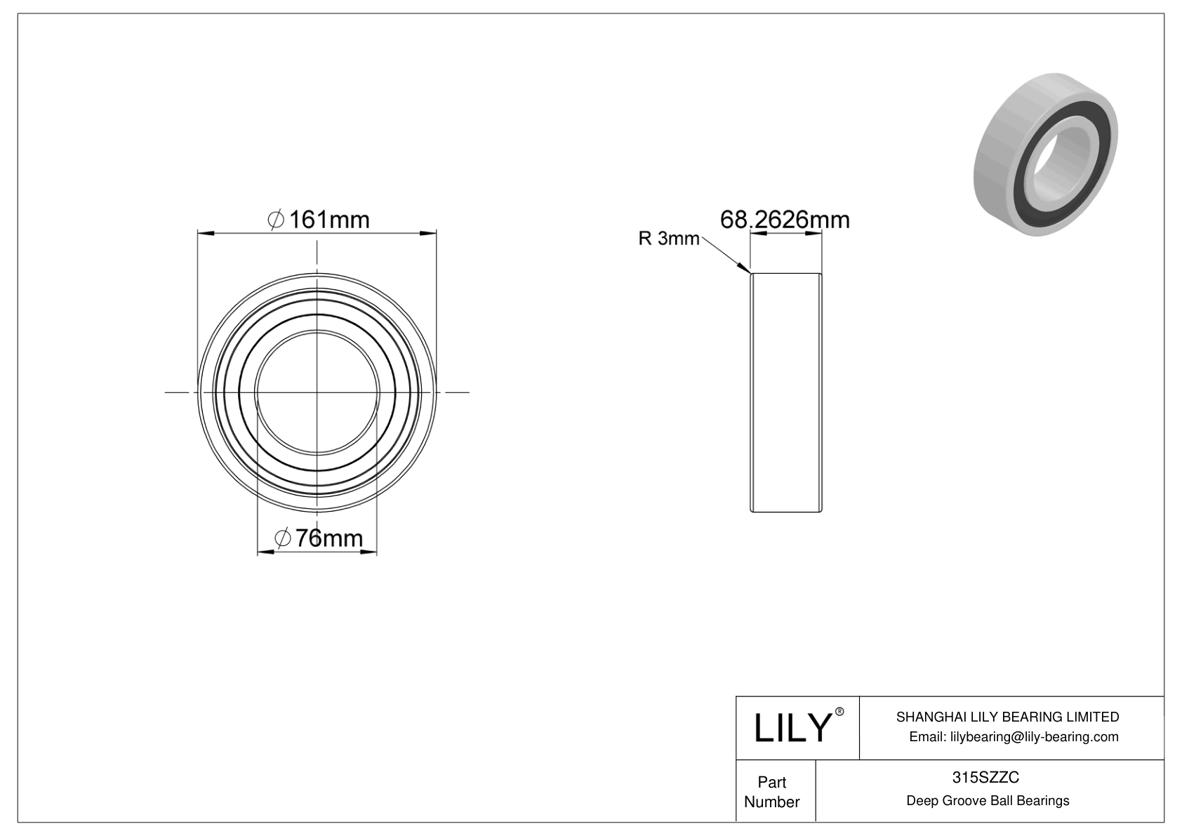 315SZZC 单列深沟球轴承 cad drawing