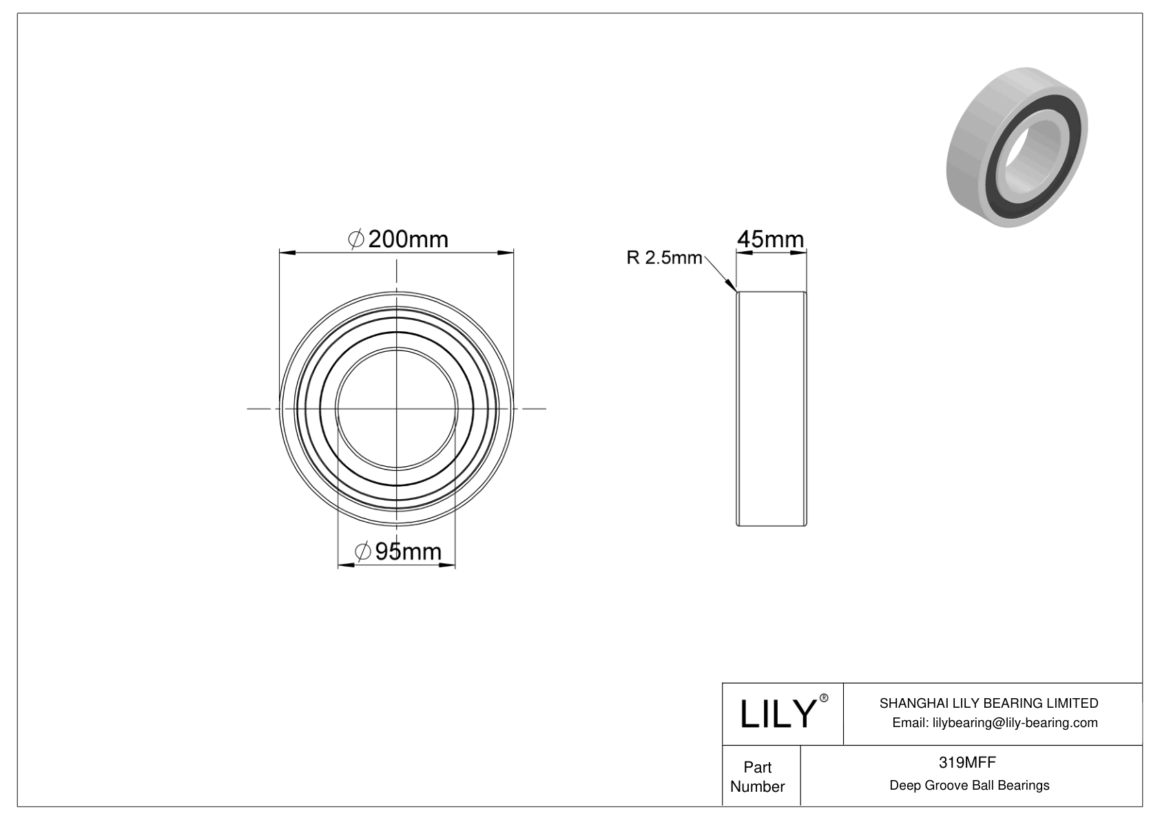 319MFF Rodamientos rígidos de bolas de una hilera cad drawing