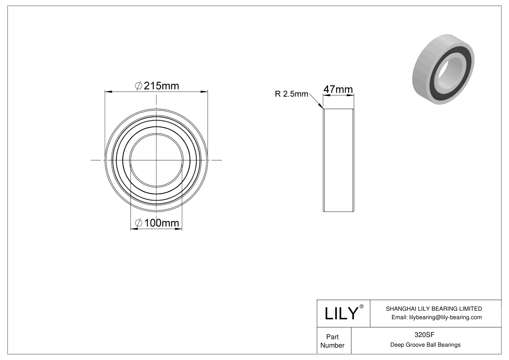 320SF Rodamientos rígidos de bolas de una hilera cad drawing