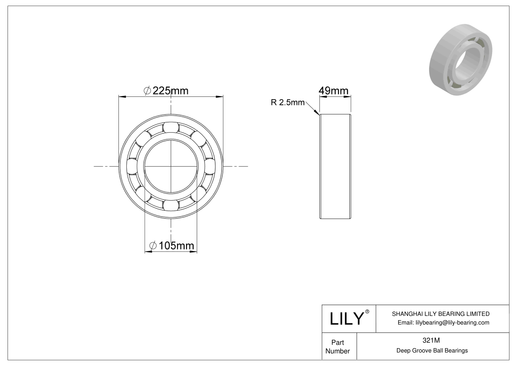 321M Rodamientos rígidos de bolas de una hilera cad drawing