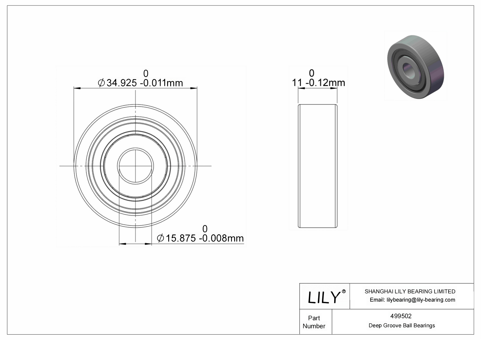 499502 Rodamiento ranurado de bolas con anillo elástico cad drawing