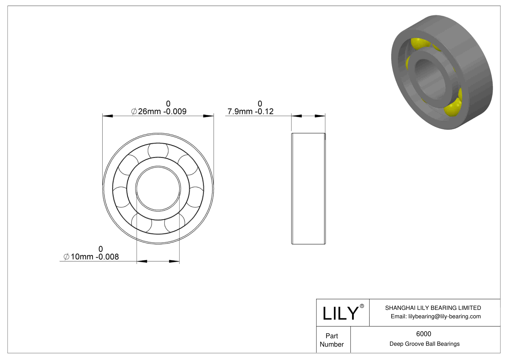 LILY-PU600040-10 Polyurethane Coated Bearing cad drawing