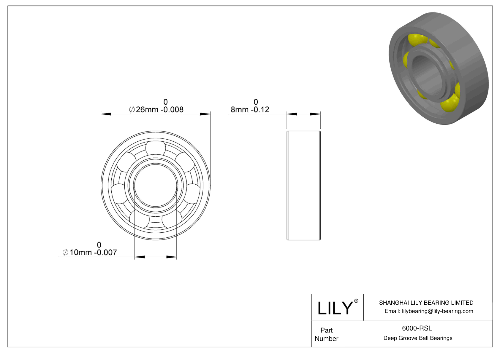 6000-RSL 单列深沟球轴承 cad drawing